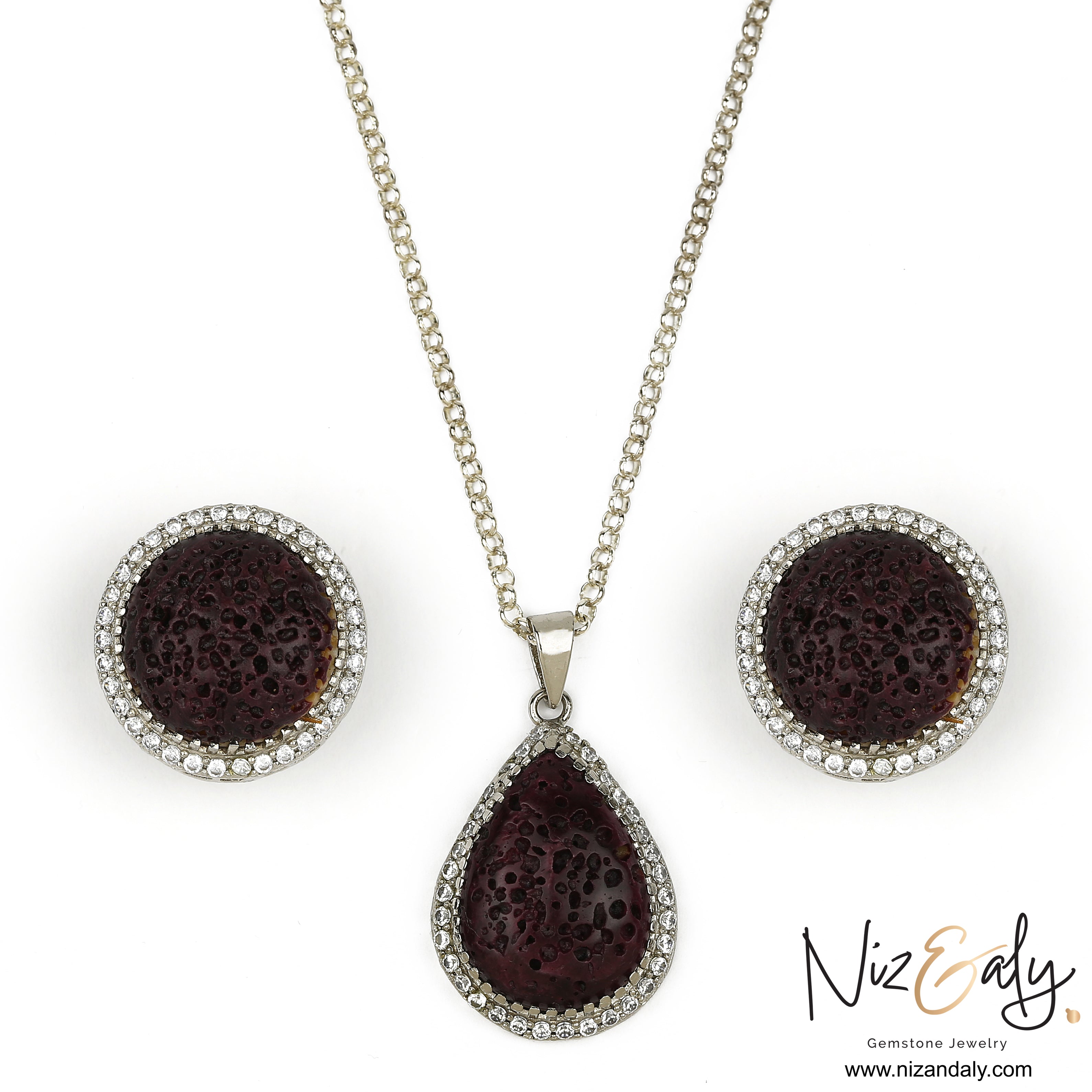 Lucky Natural Red Lava Rock Stone Pendant Stone