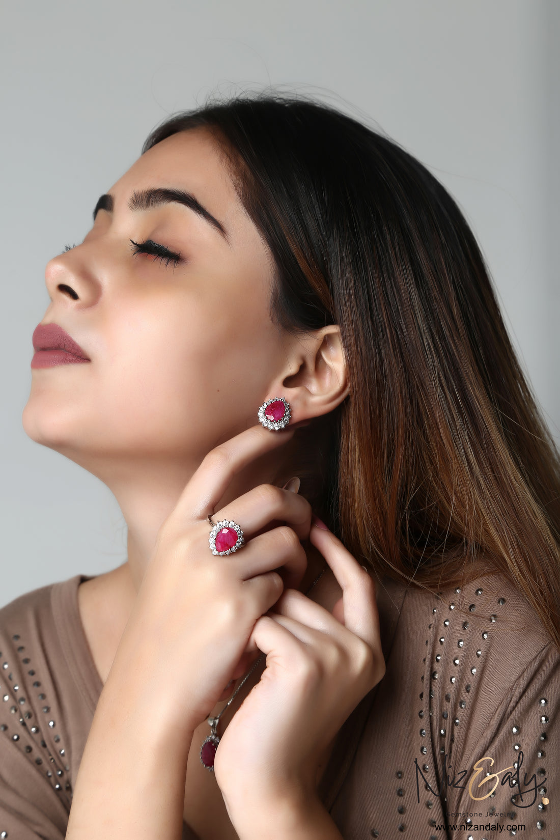 Royal and Stunnig  Red Spinel Pendant Set