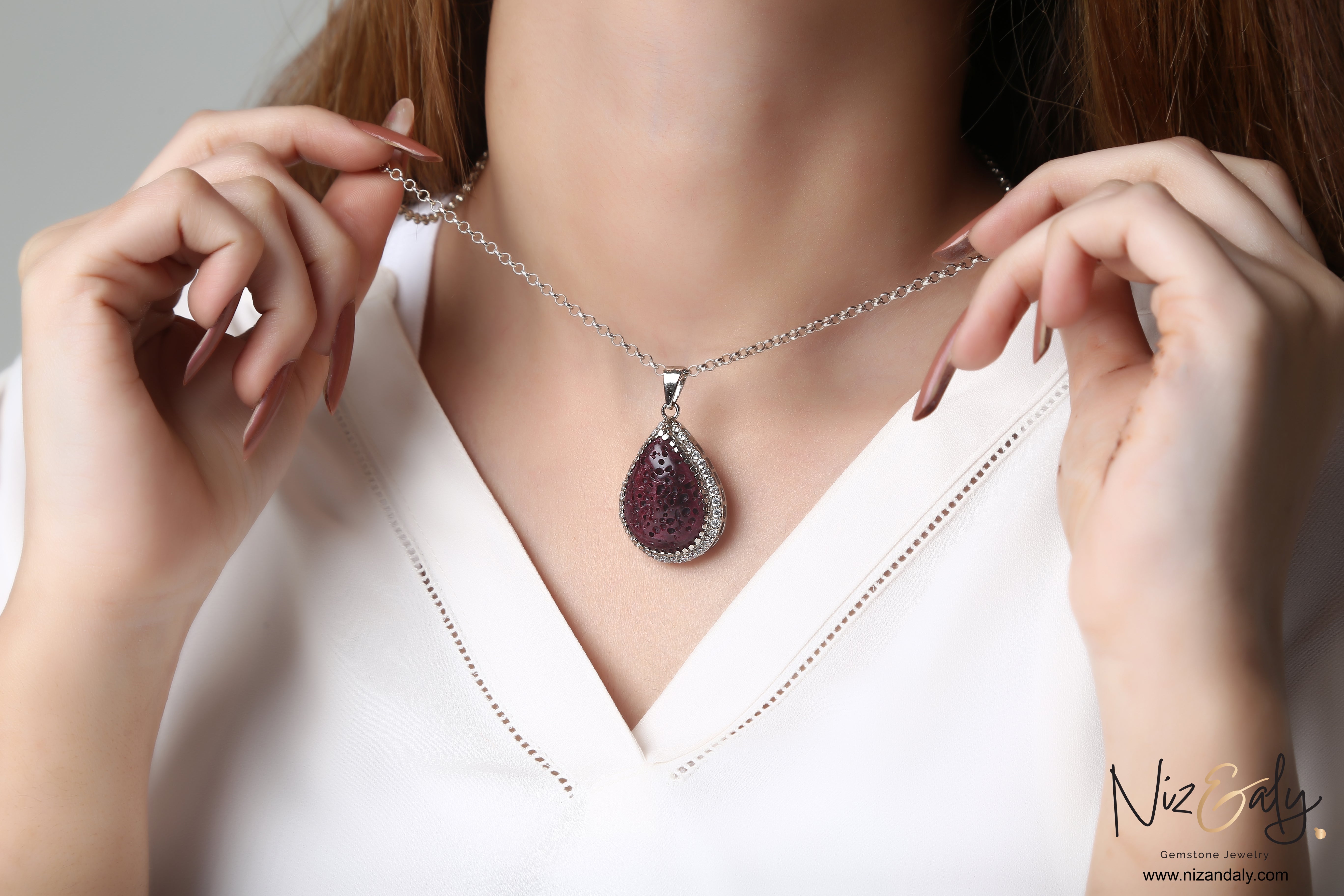 Lucky Natural Red Lava Rock Stone Pendant Stone