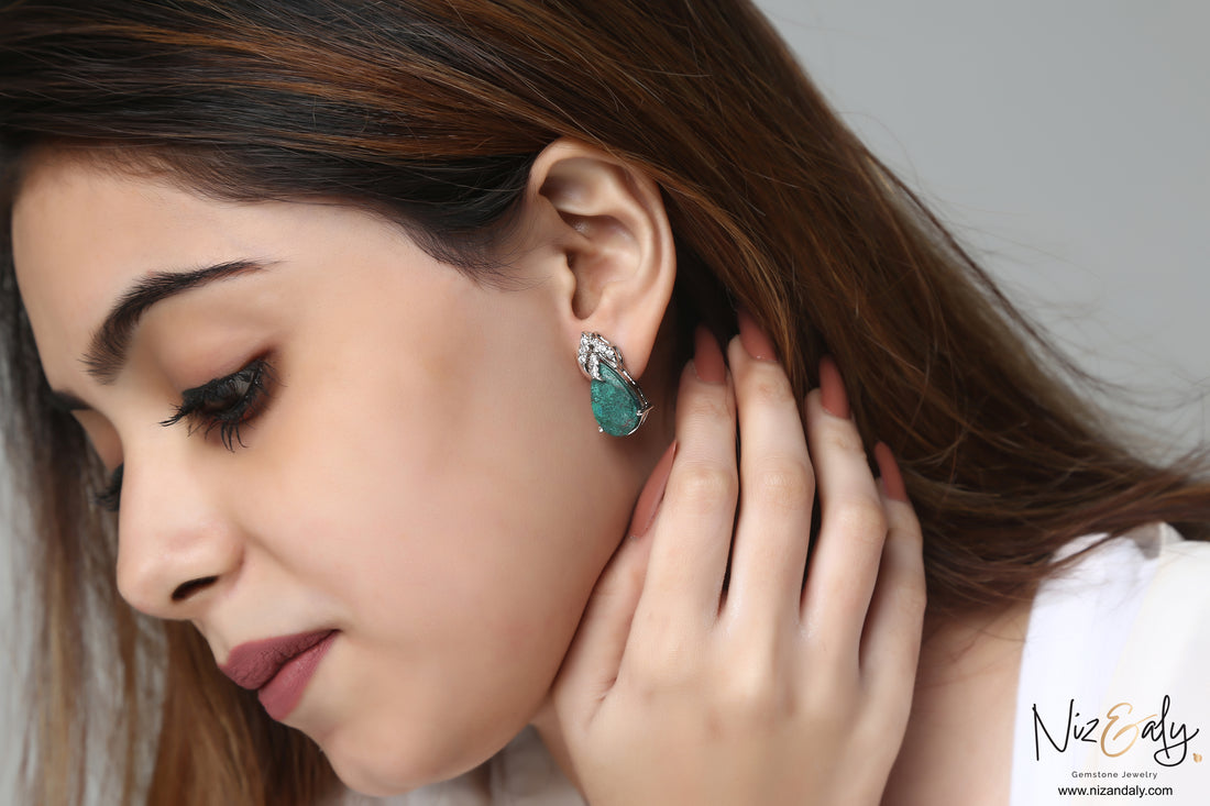 Forest Whisper: Green Chrysocolla Stud