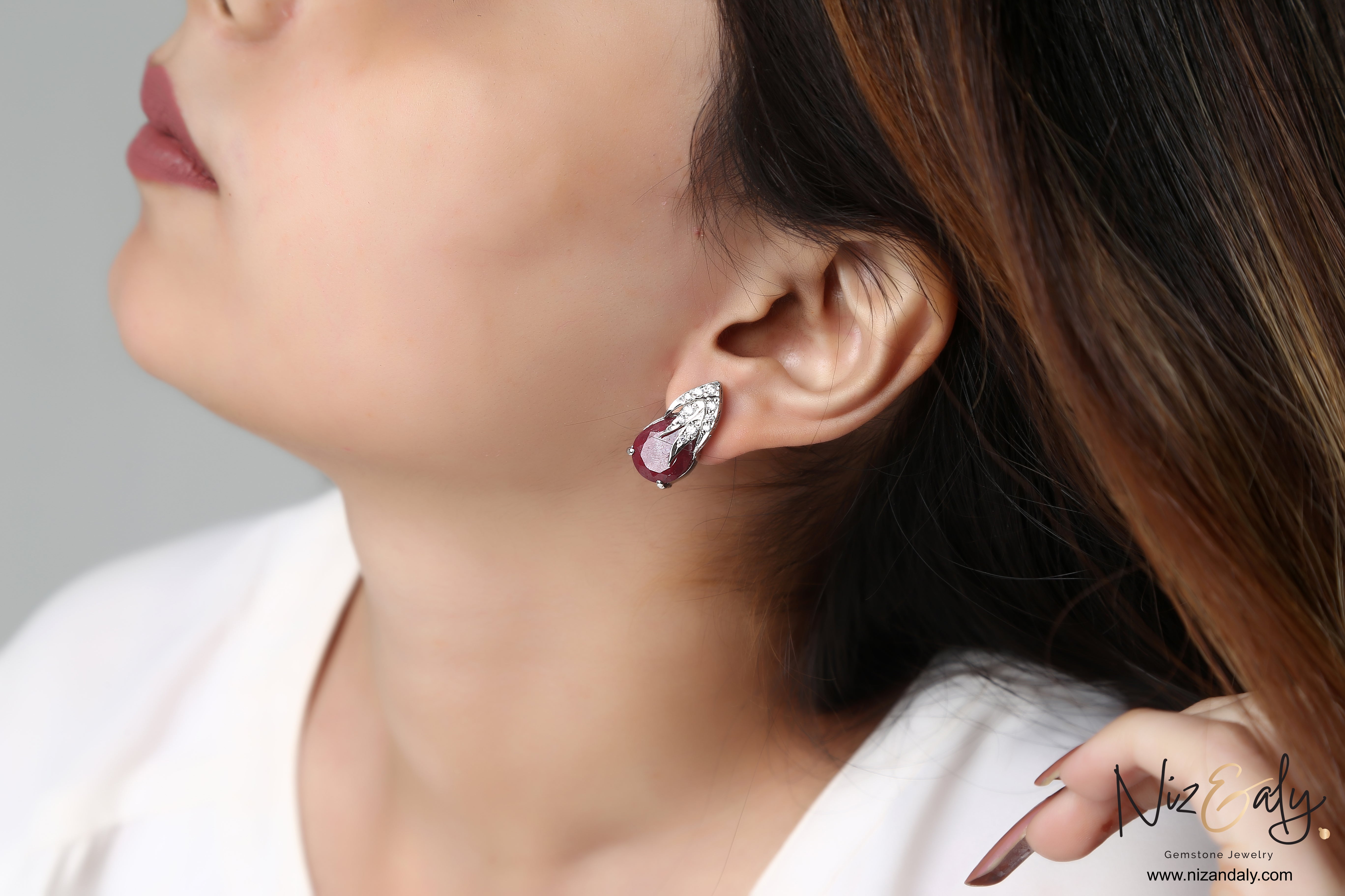 Stylish Natural Ruby Studs