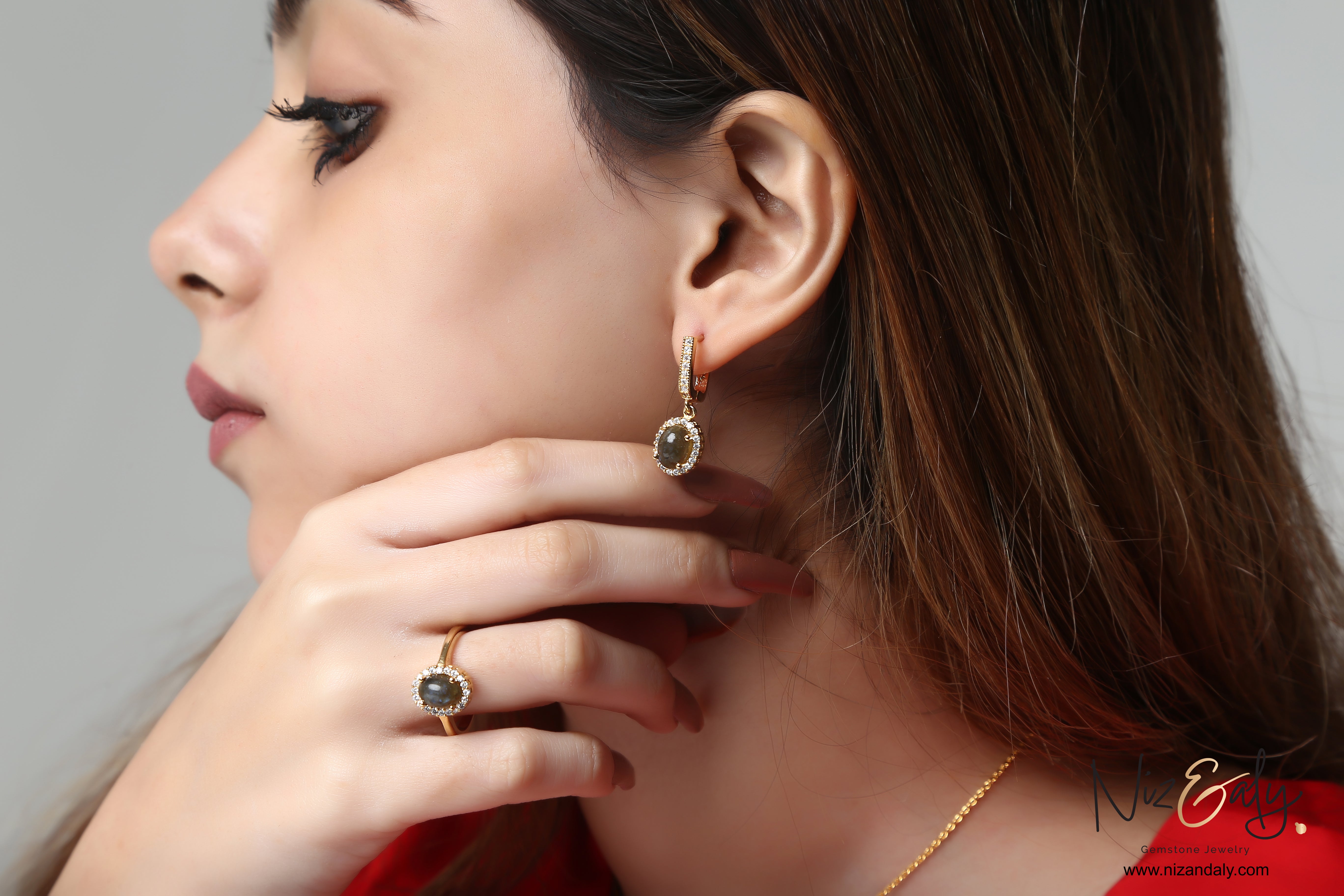 Oval Dainty  Fire Labradorite Pendant Set Gold plated on 925 Silver