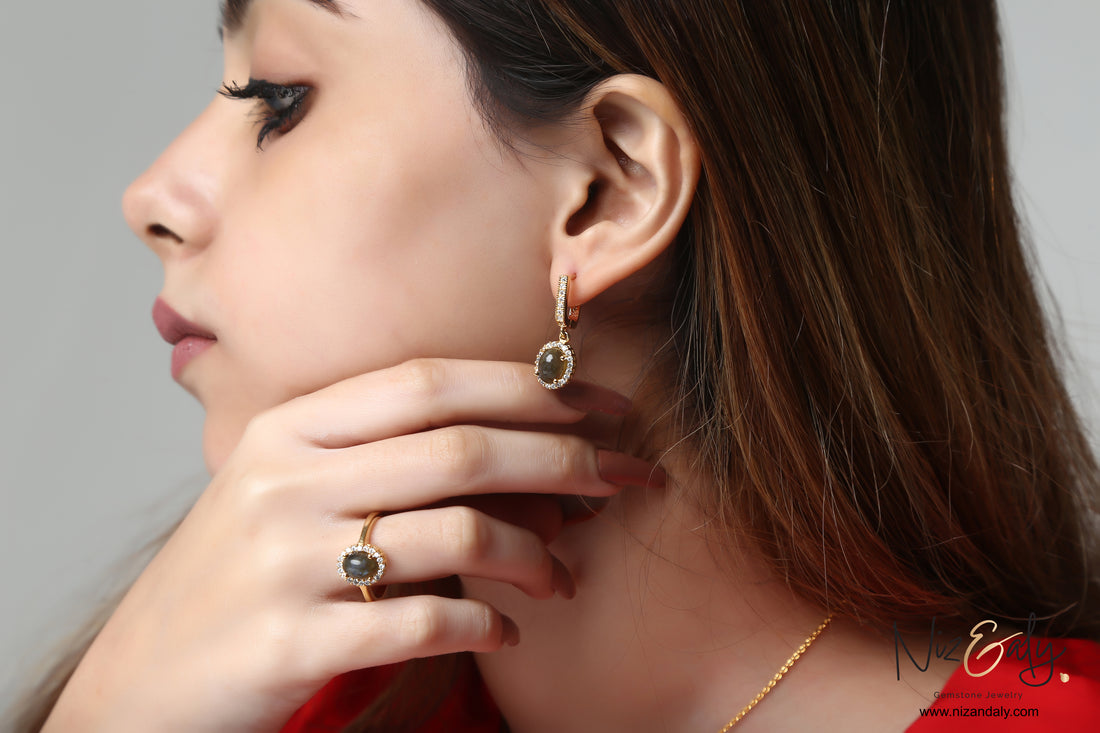 Oval Dainty  Fire Labradorite Pendant Set Gold plated on 925 Silver