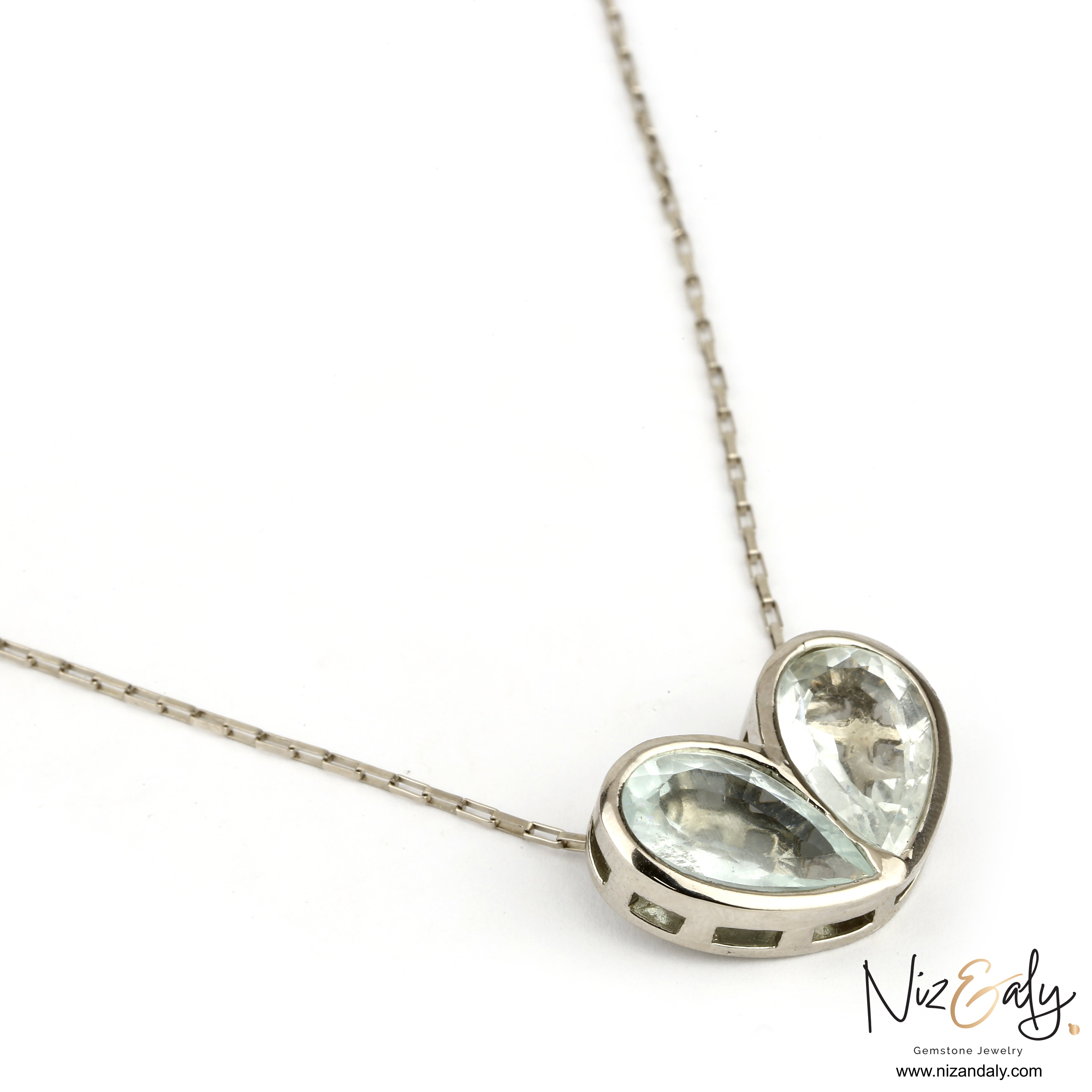 Twin Heart Clear Quartz Pendant Necklace