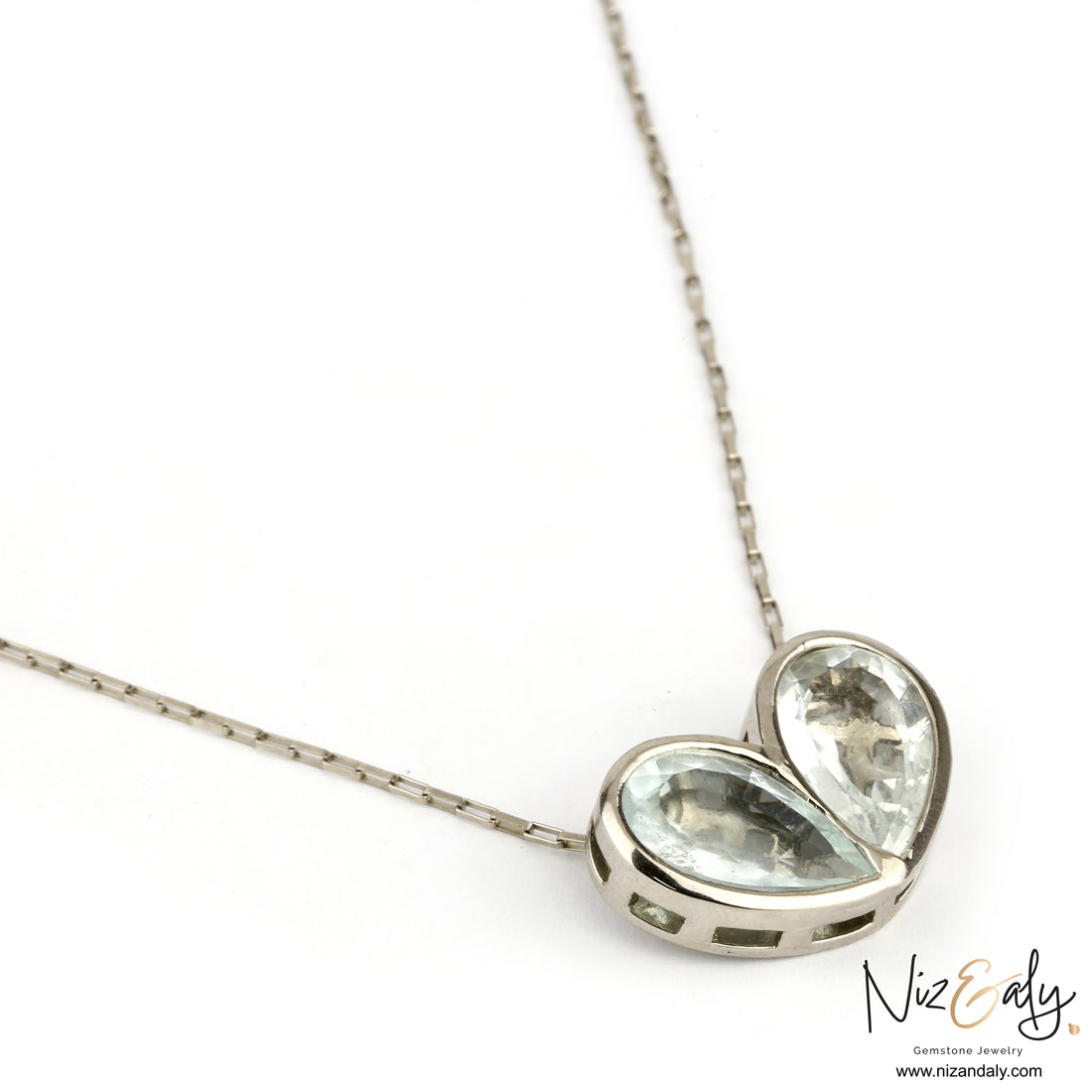 Twin Heart Clear Quartz Pendant Necklace
