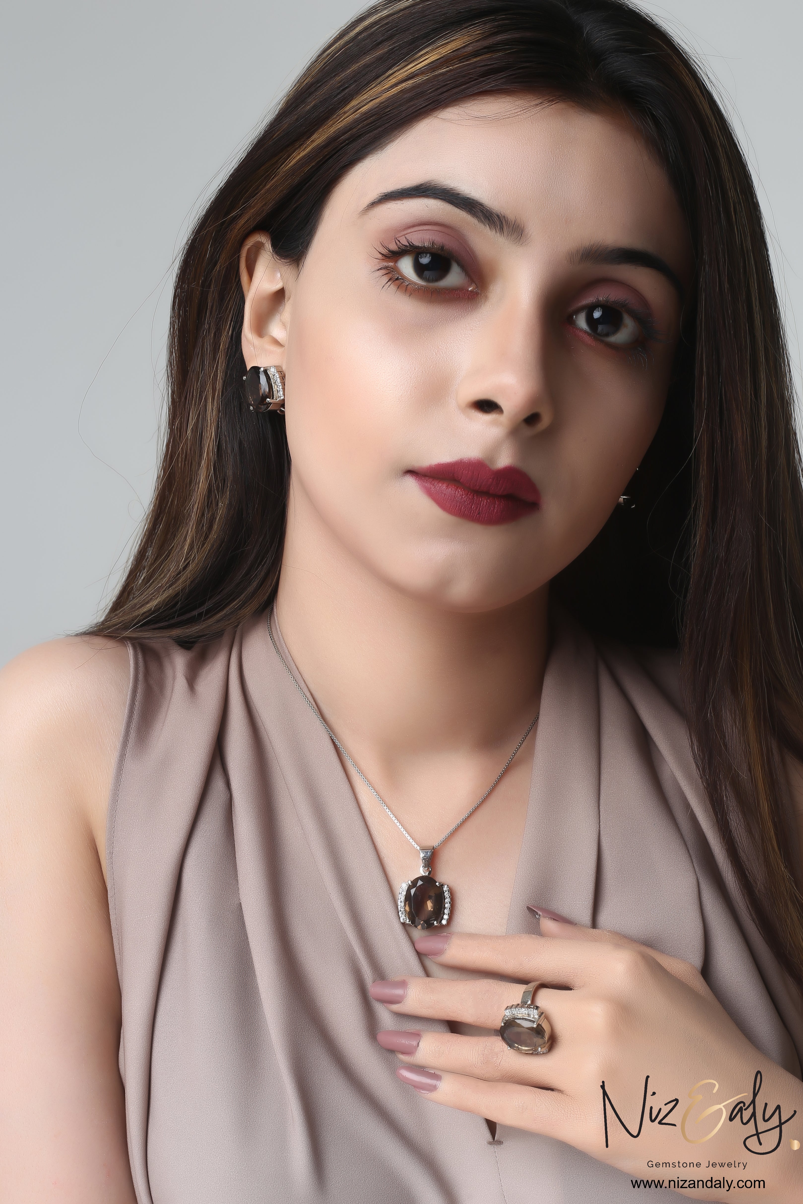 Seductive Smoky Quartz Pendant Set