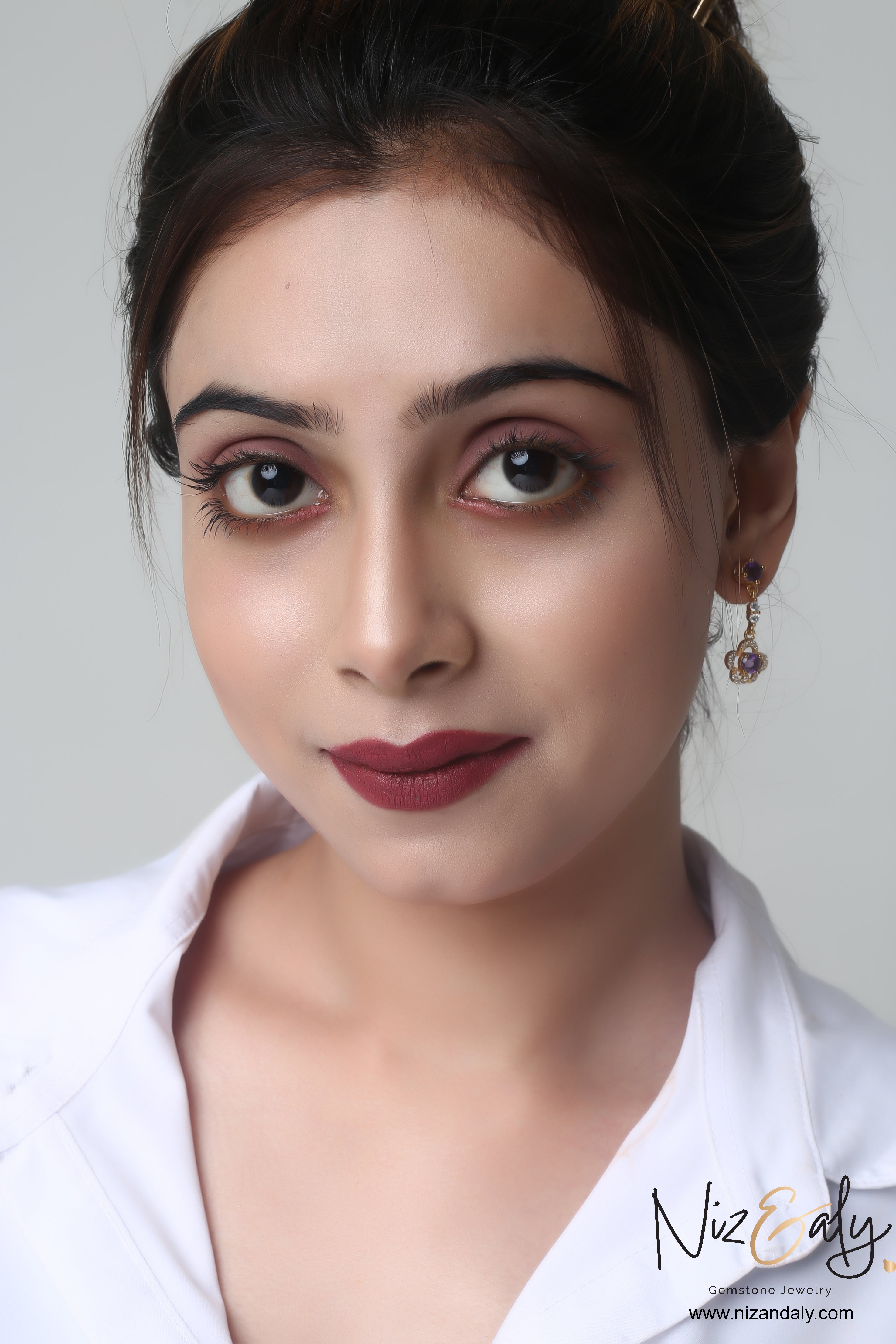 Delicate Amethyst  Ear Drops Gold Plated