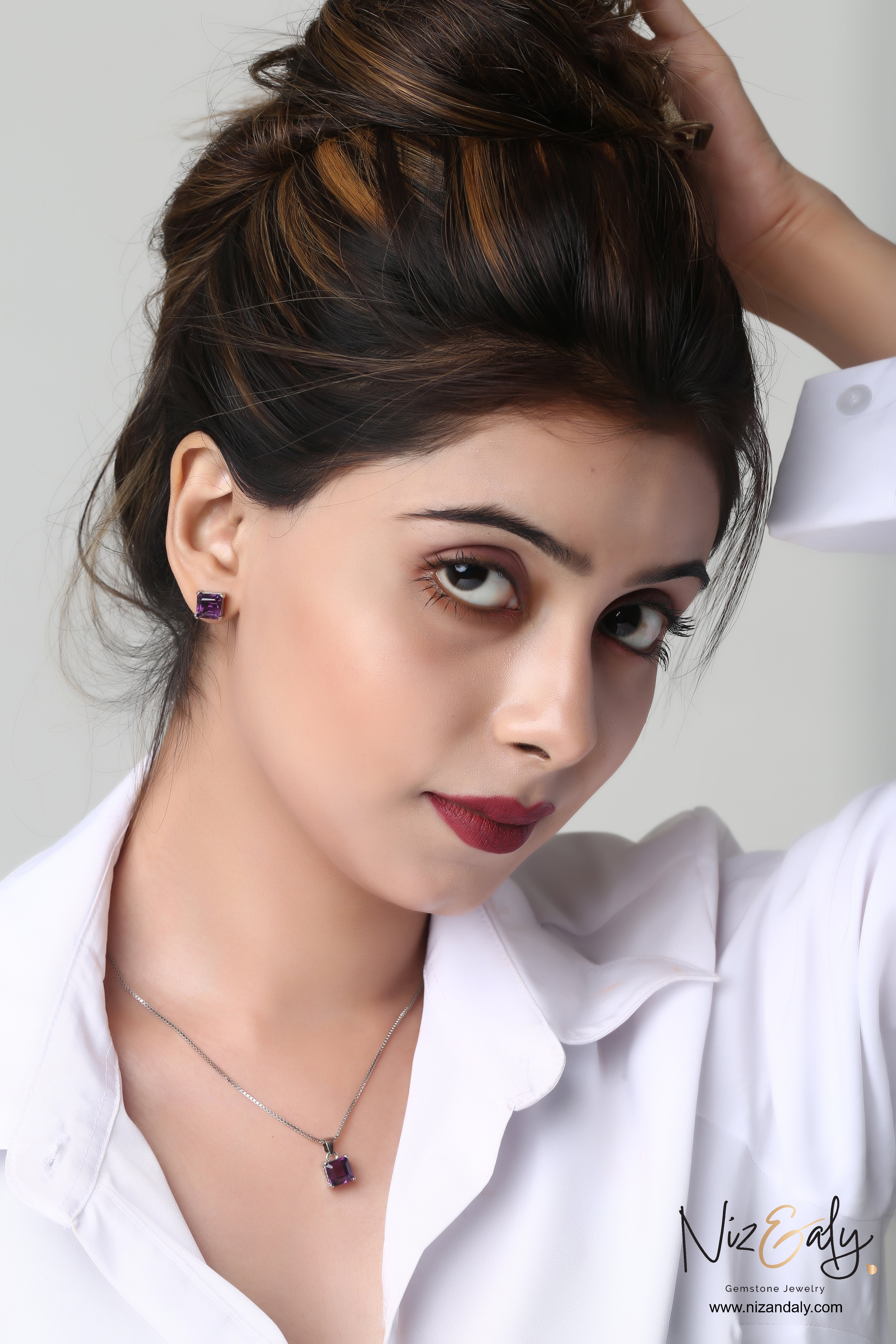 All Day Square Amethyst Pendant Set