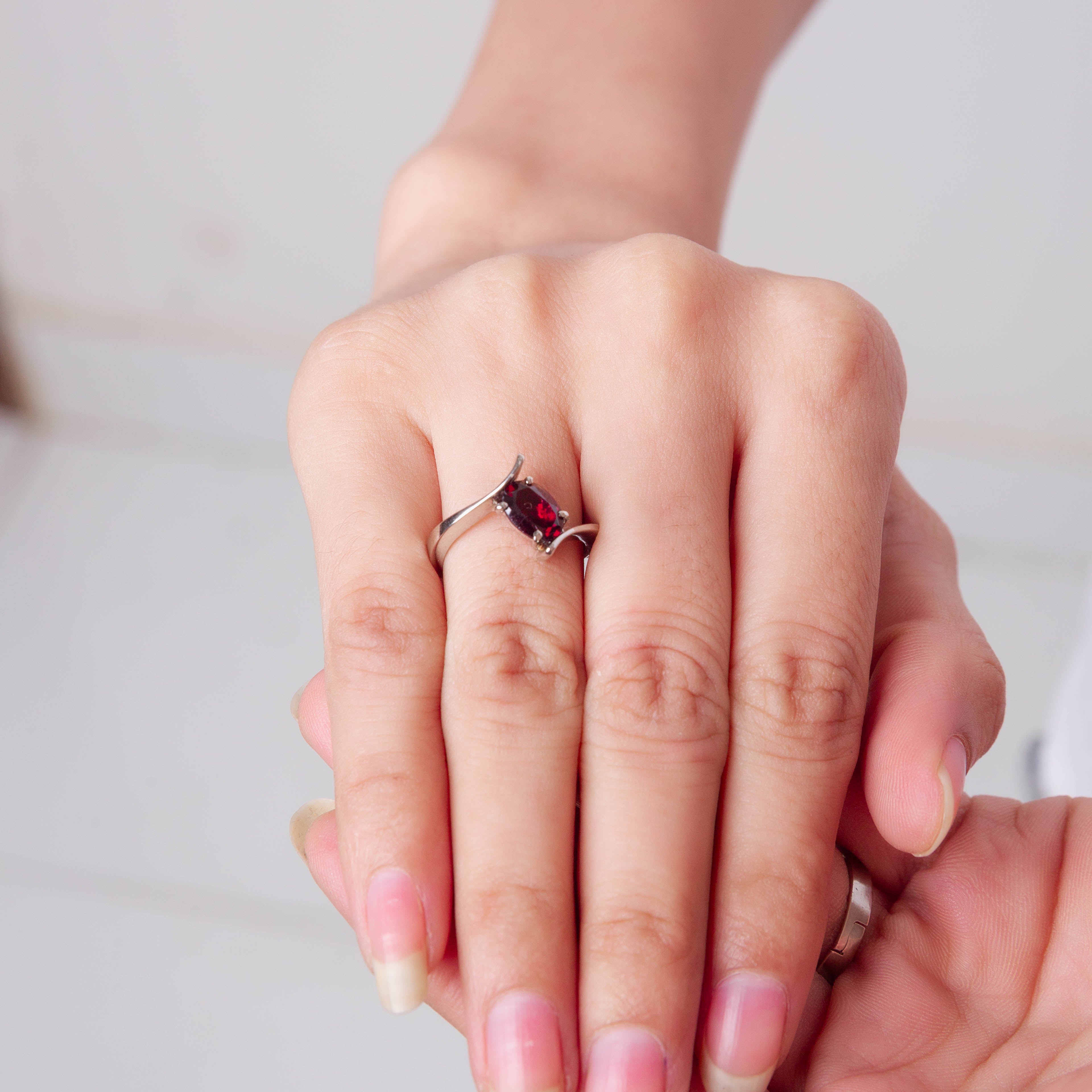 Natural almandine garnet ring for women