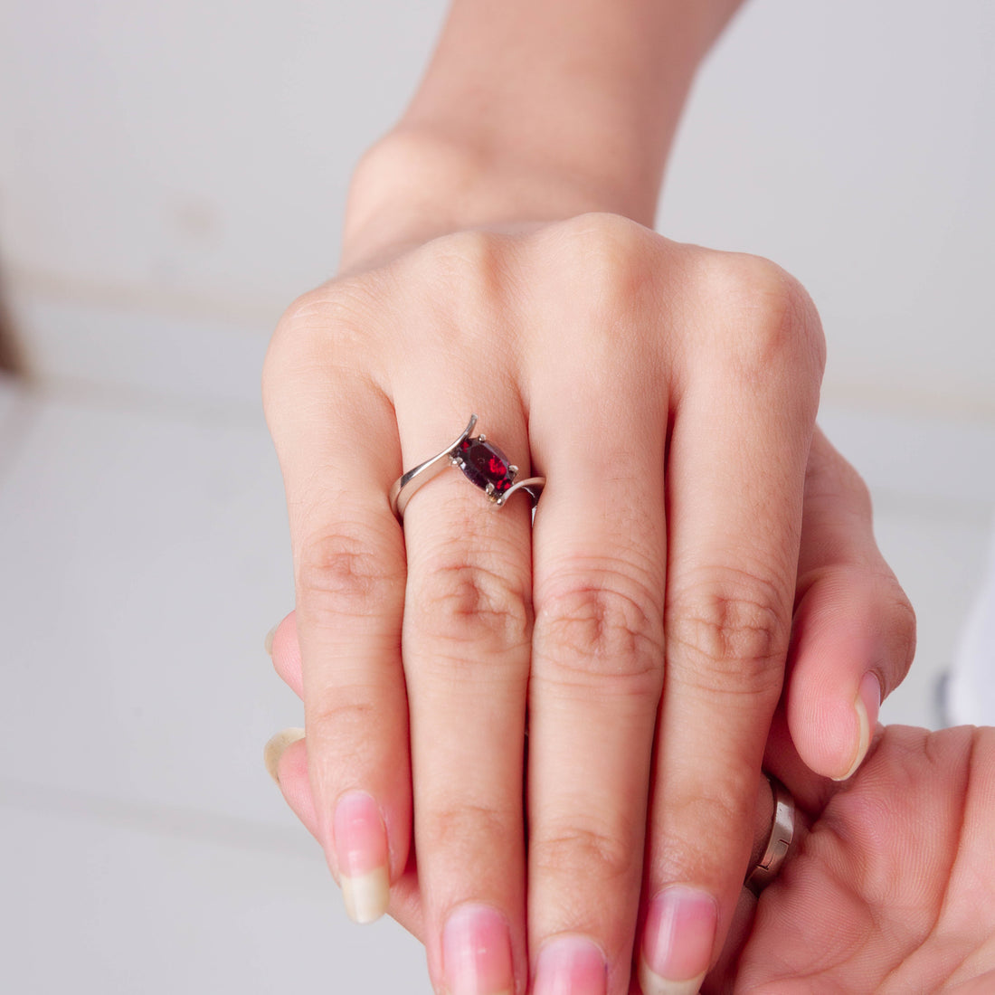 Natural almandine garnet ring for women