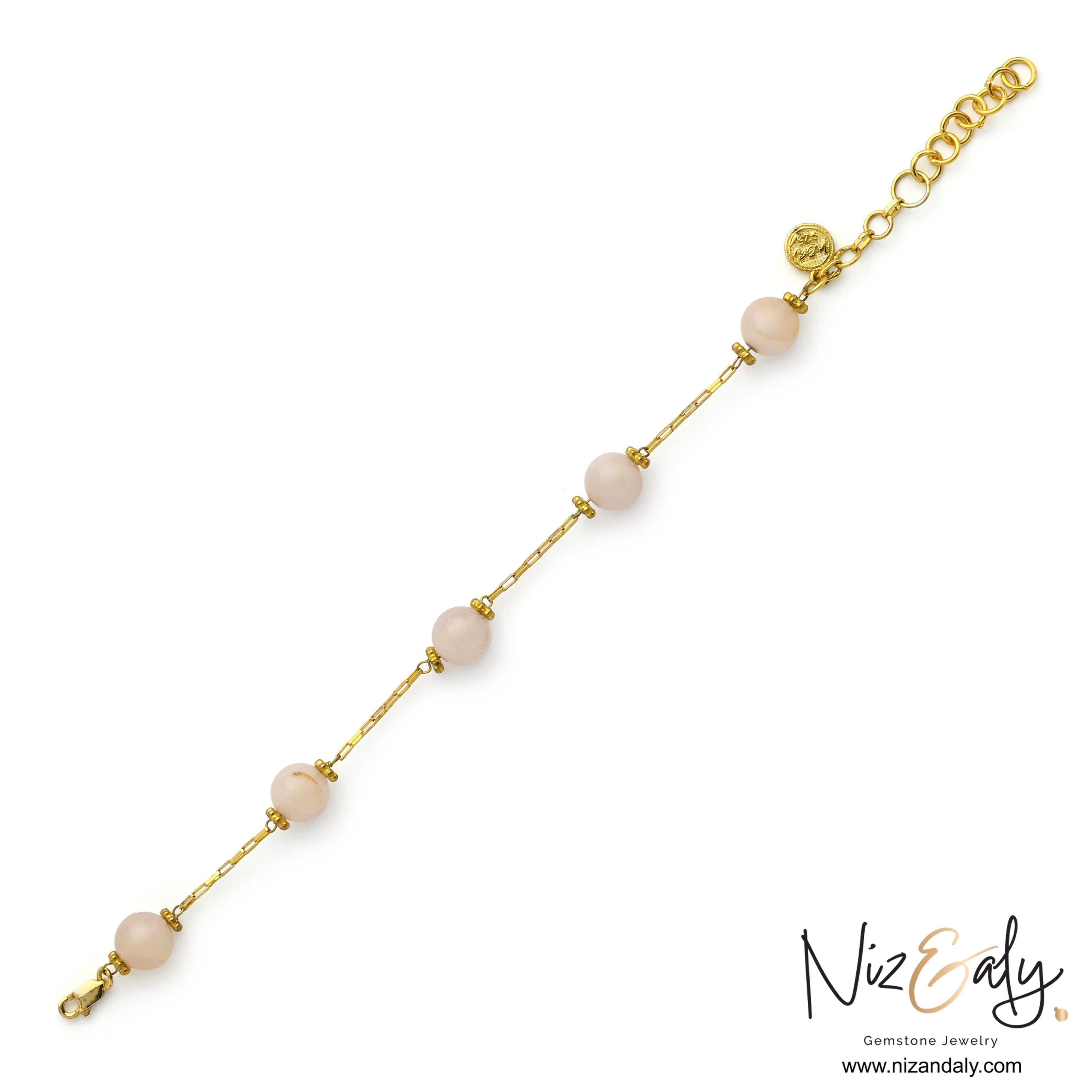 Natural rose quartz bracelet for women soft pink crystals