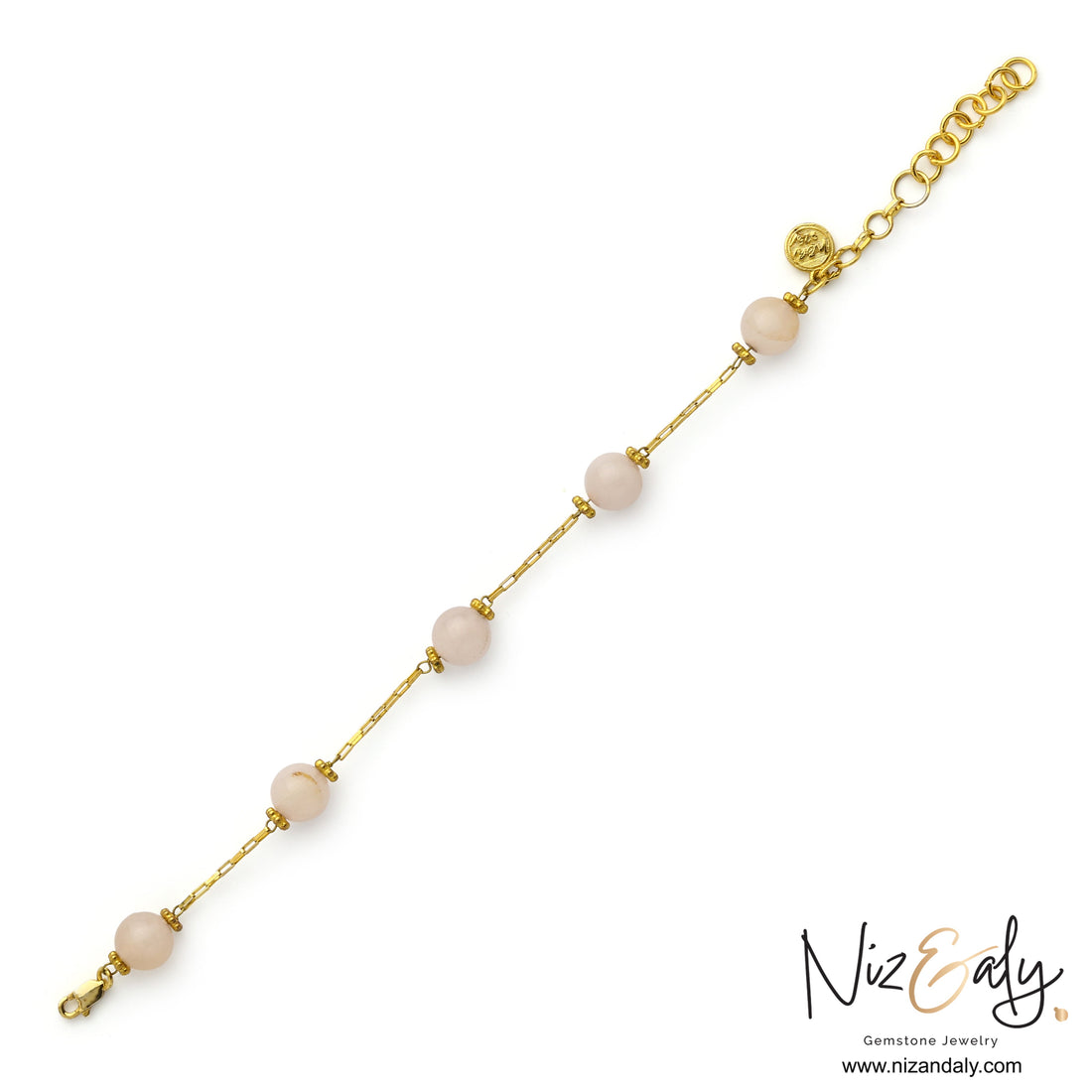 Natural rose quartz bracelet for women soft pink crystals