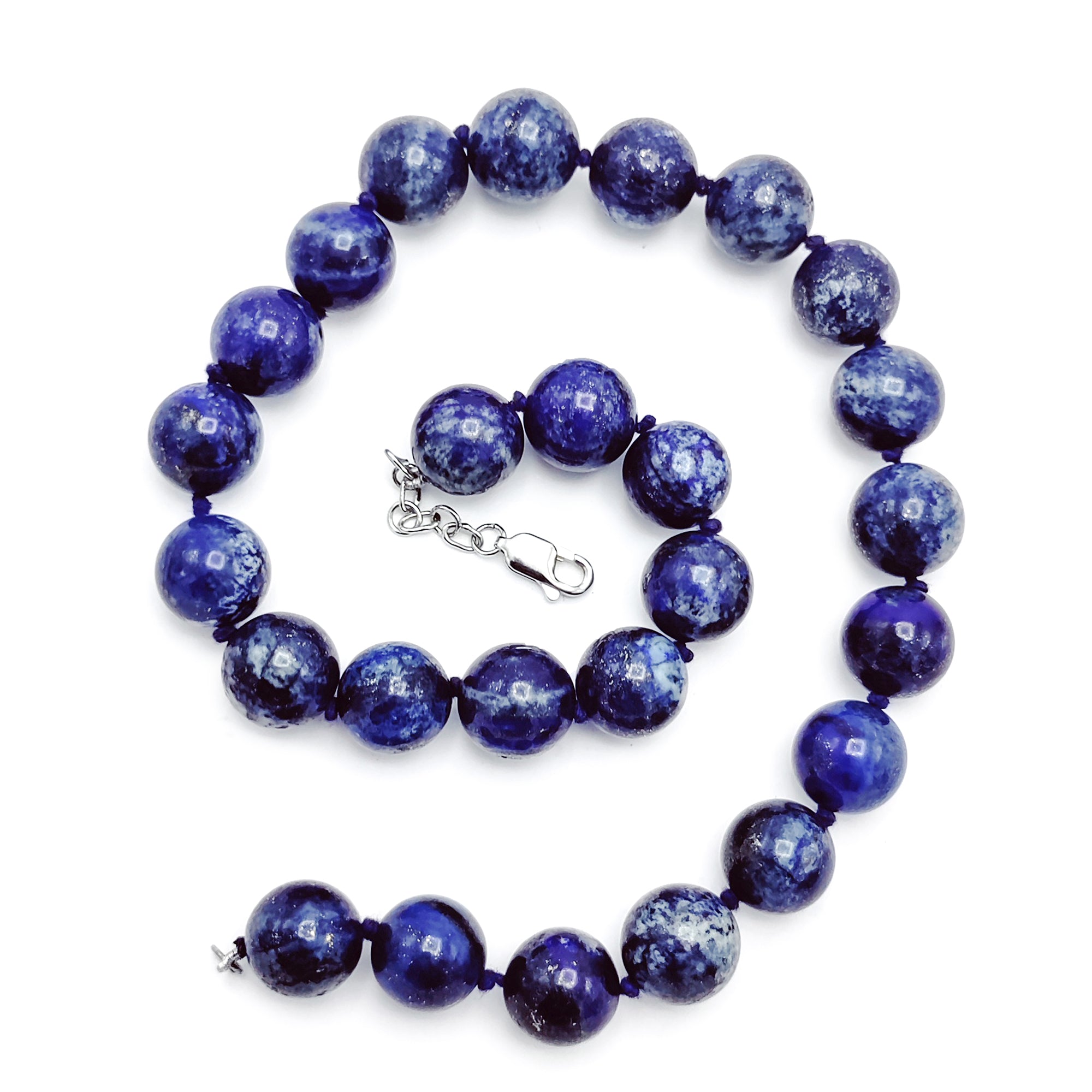Individually  Hand Knotted Lapis Lazuli Beaded Necklace
