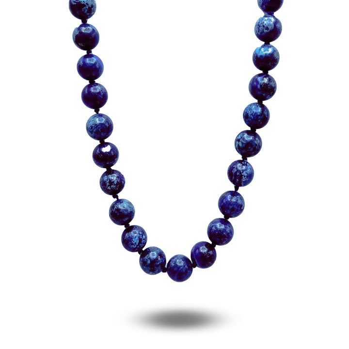 Individually  Hand Knotted Lapis Lazuli Beaded Necklace