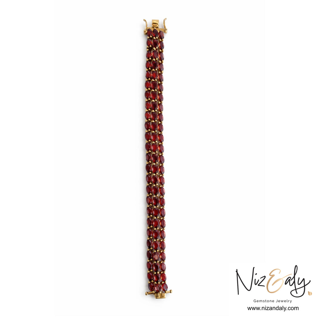 Rhodolite garnet bracelet for women in 14K gold-plated sterling silver