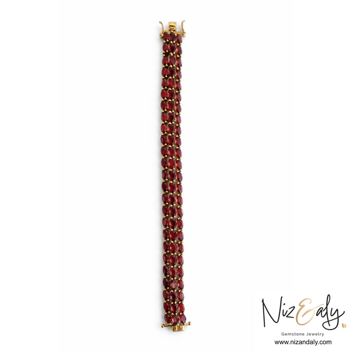 Rhodolite garnet bracelet for women in 14K gold-plated sterling silver