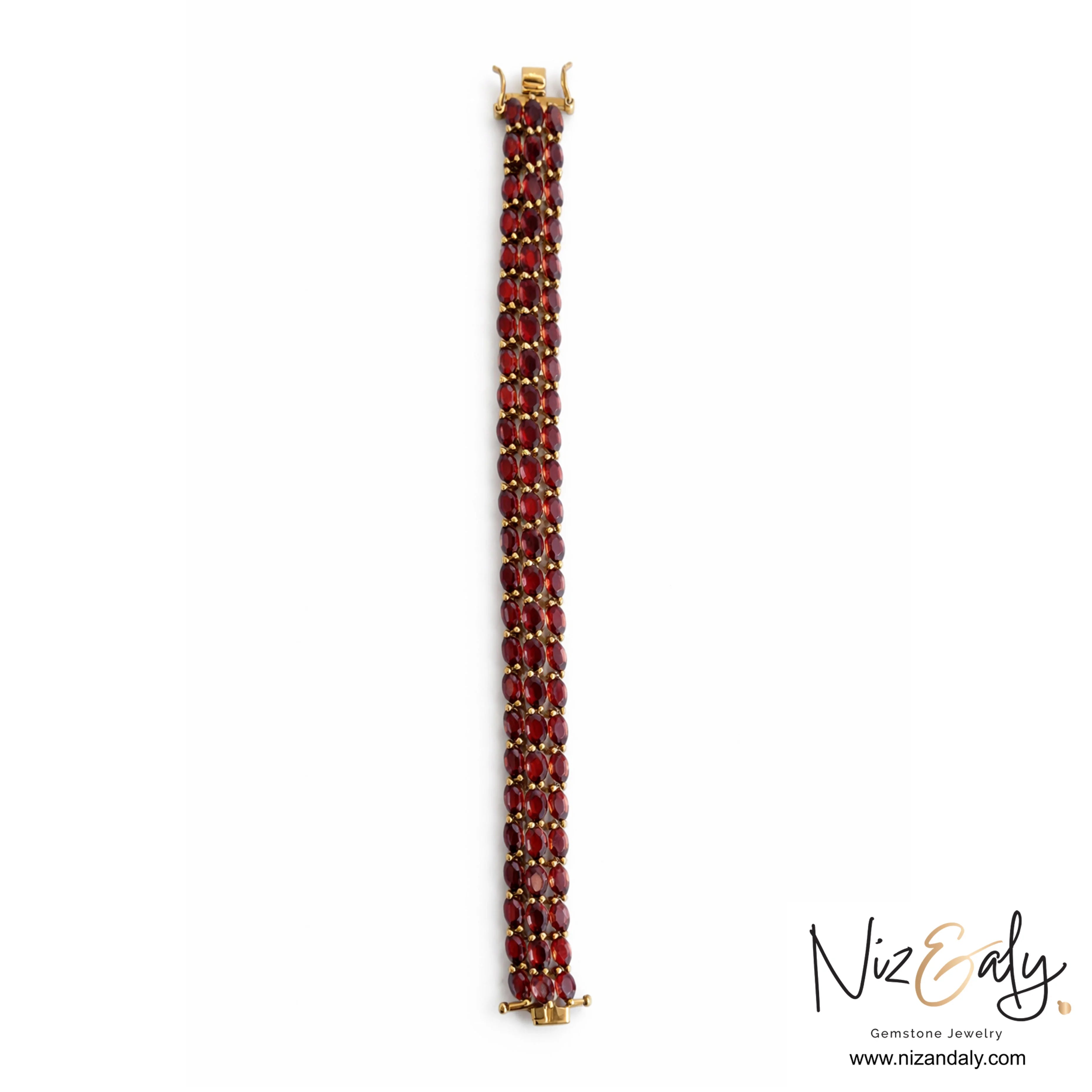 Rhodolite garnet bracelet for women in 14K gold-plated sterling silver
