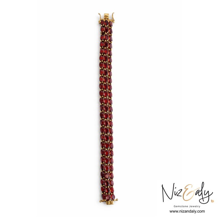 Rhodolite garnet bracelet for women in 14K gold-plated sterling silver