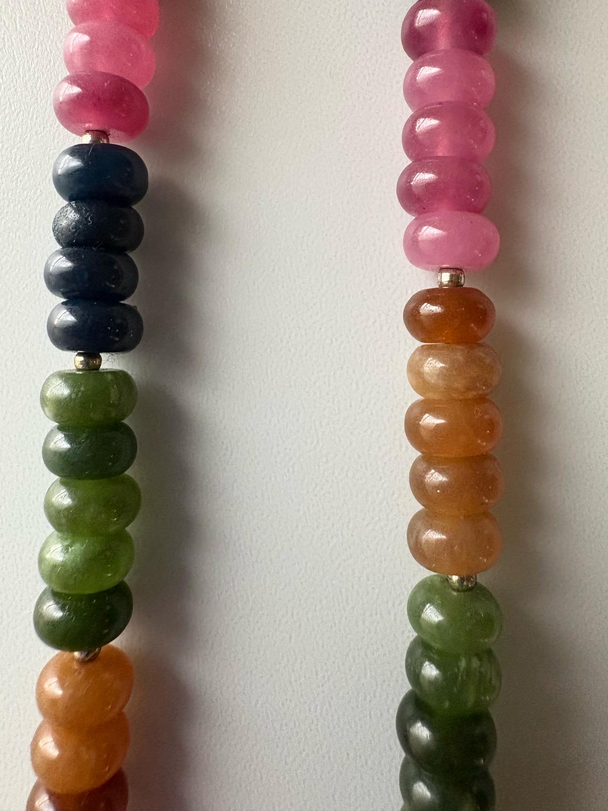 Multicolored  Natural Jade Quartz Necklace