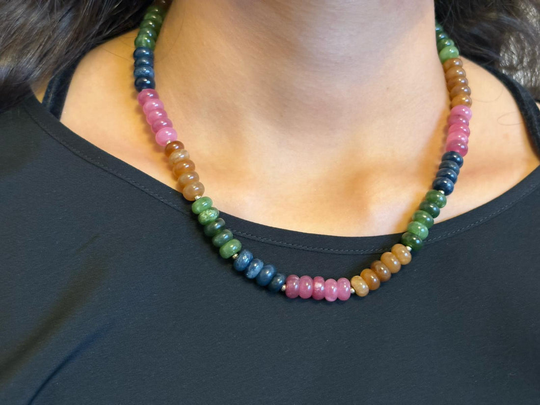 Multicolored  Natural Jade Quartz Necklace