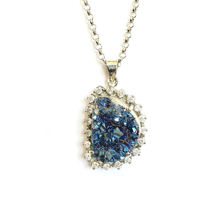 Peacock Ore/Bornite Pendant in Sterling Silver Chain
