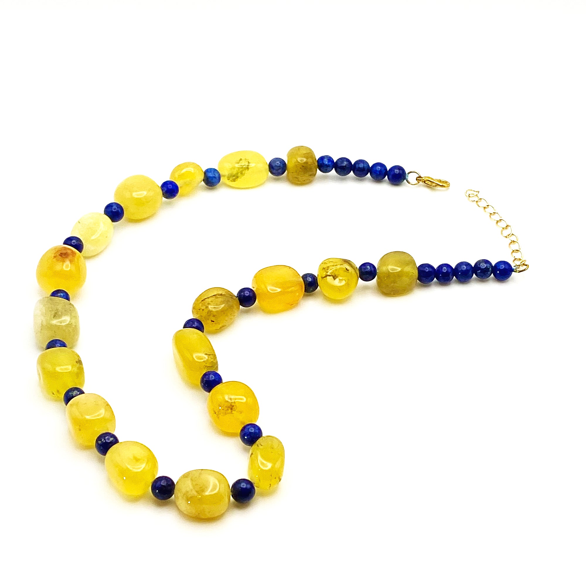 Yellow Agate and Blue Lapiz Necklace
