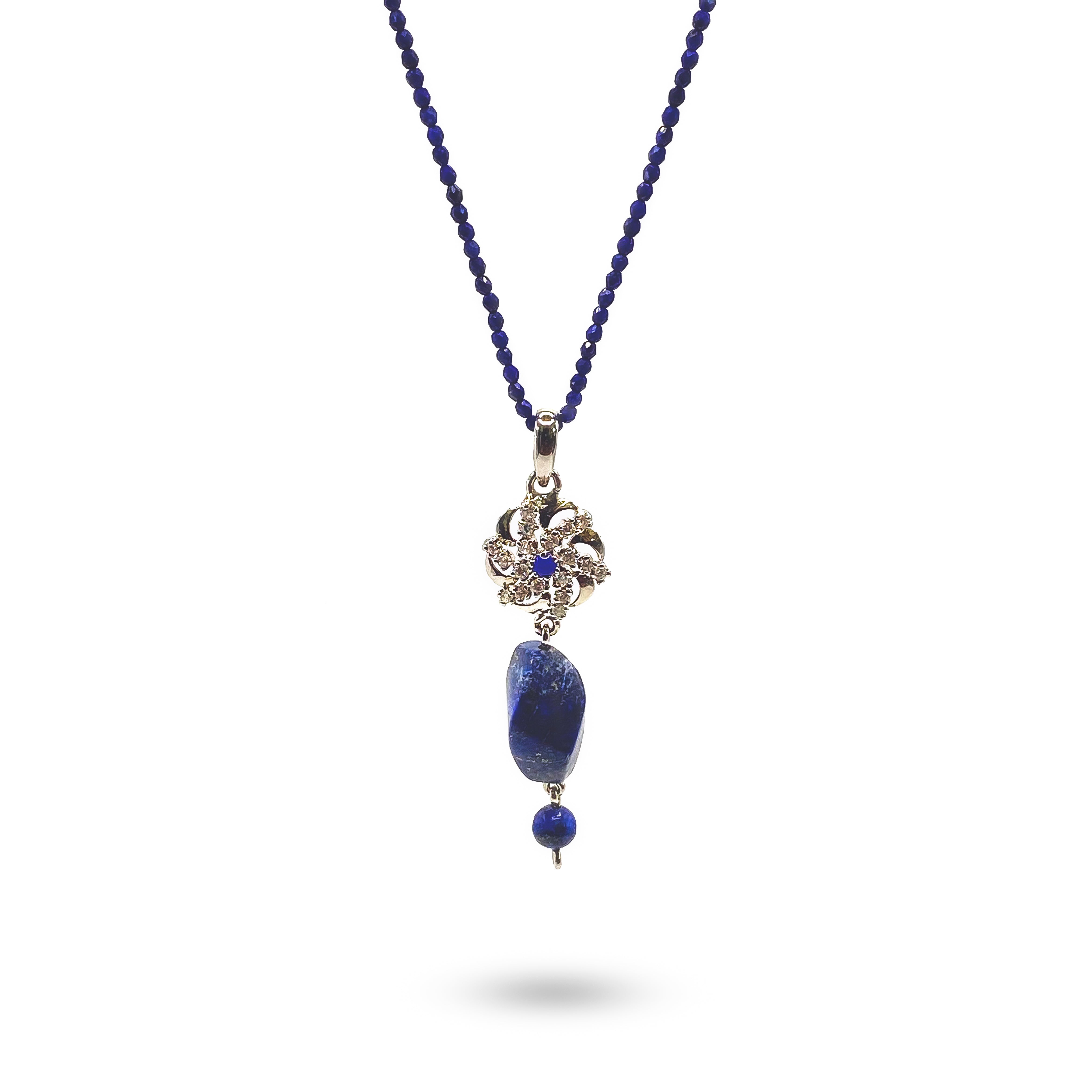 Lapis Locket in Dainty Faceted  Lapis String