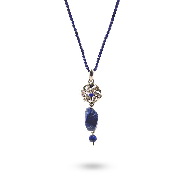 Lapis Locket in Dainty Faceted  Lapis String