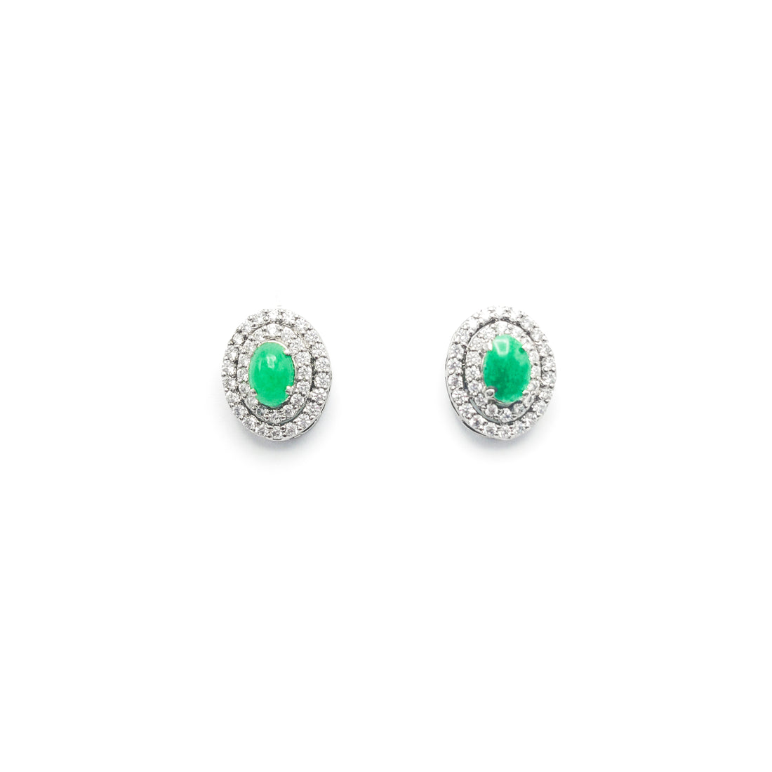 Round Jade and cubic zirconia set
