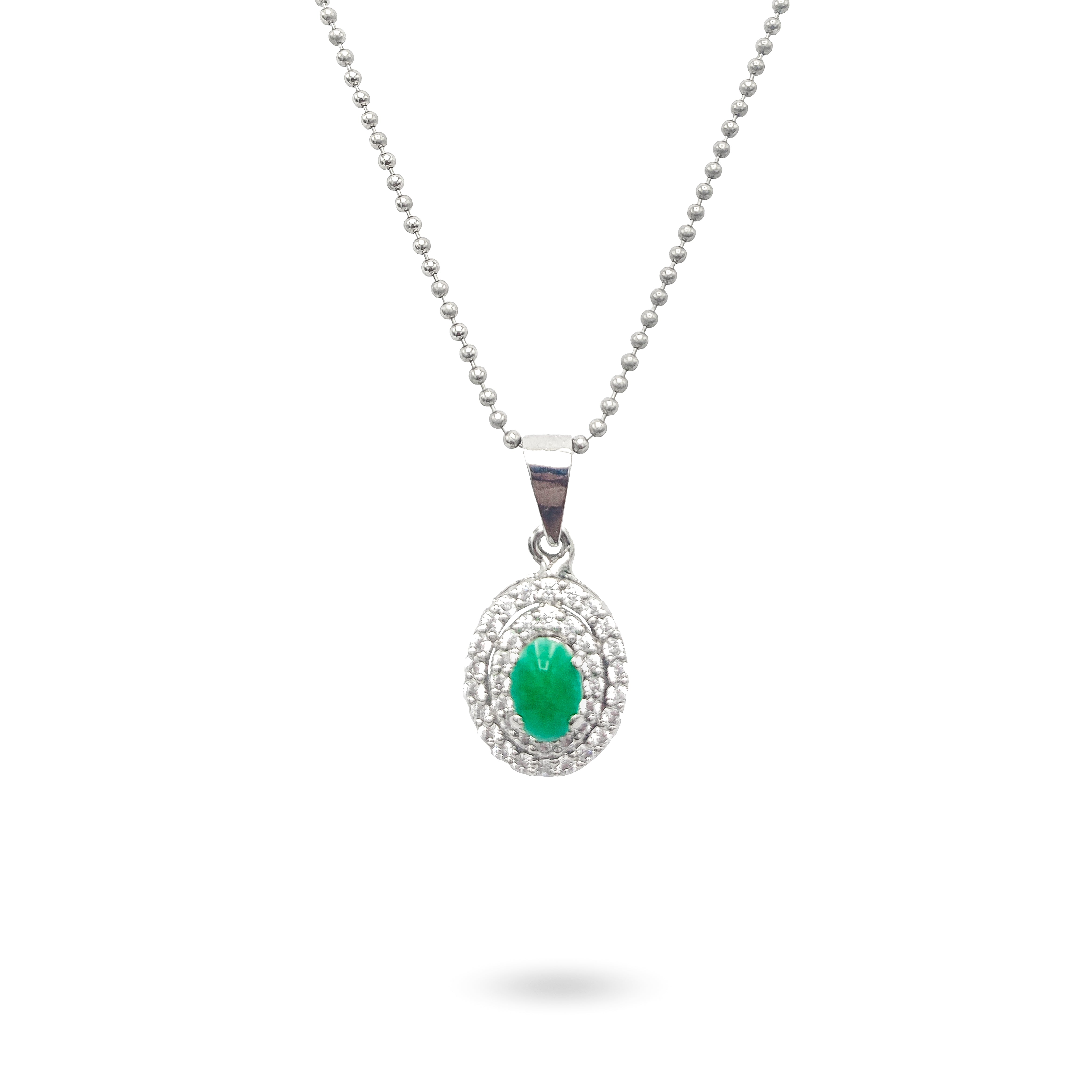 Round Jade and cubic zirconia set