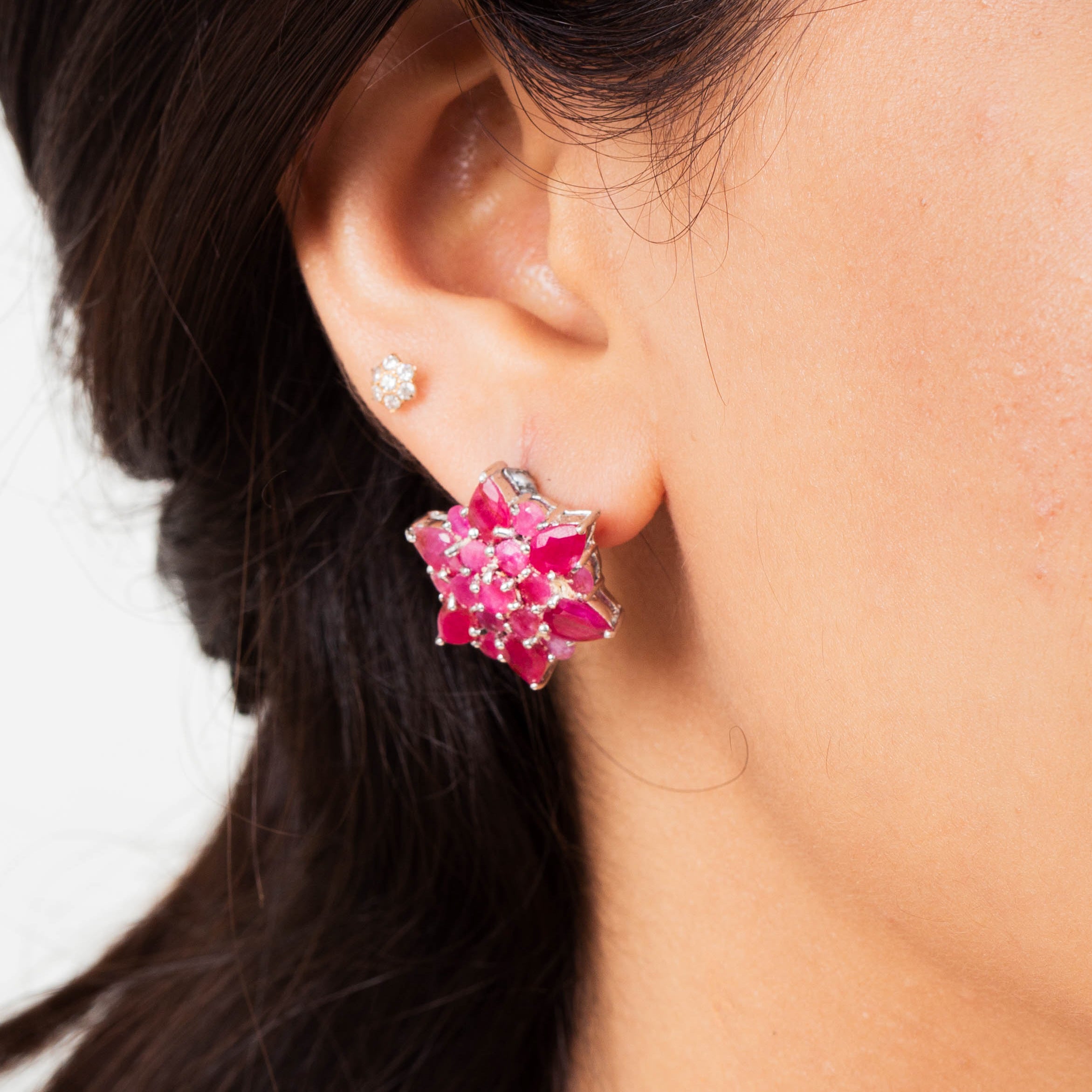 Marquise Cut Natural Ruby Star Stud