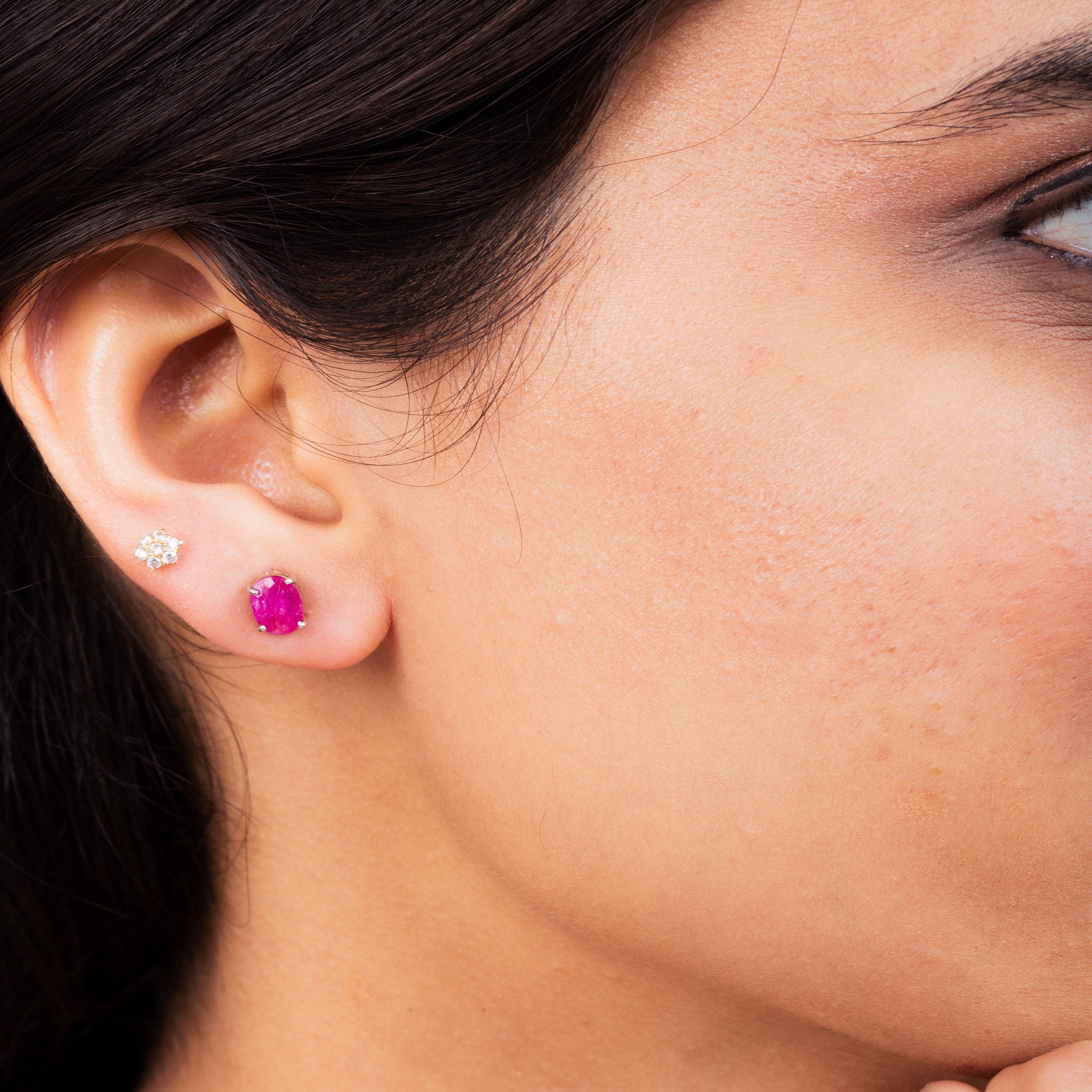 Oval Cut Ruby Stud Earrings