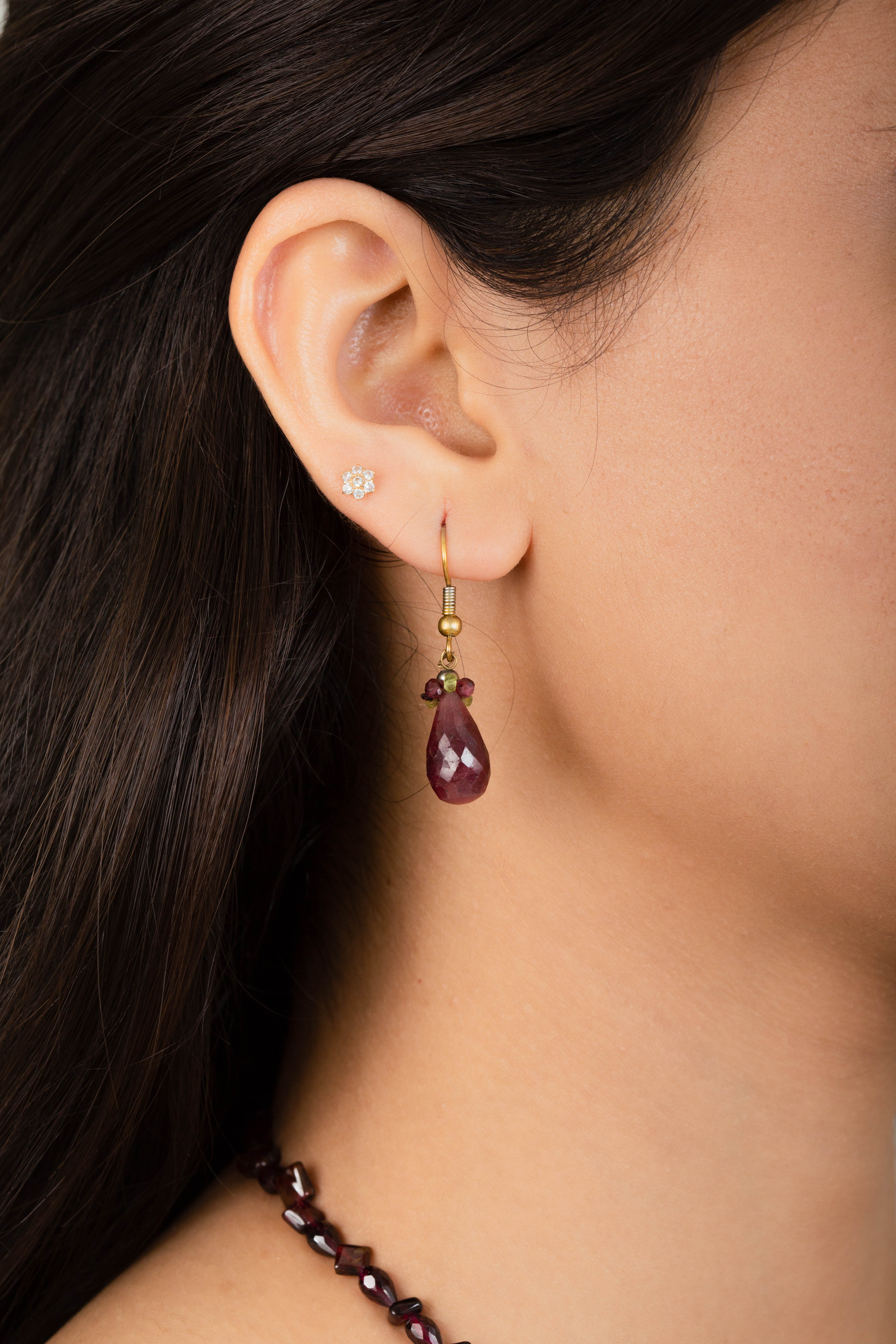 MOZAMBIQUE Almandine Garnet Tassle Necklace with Rubies