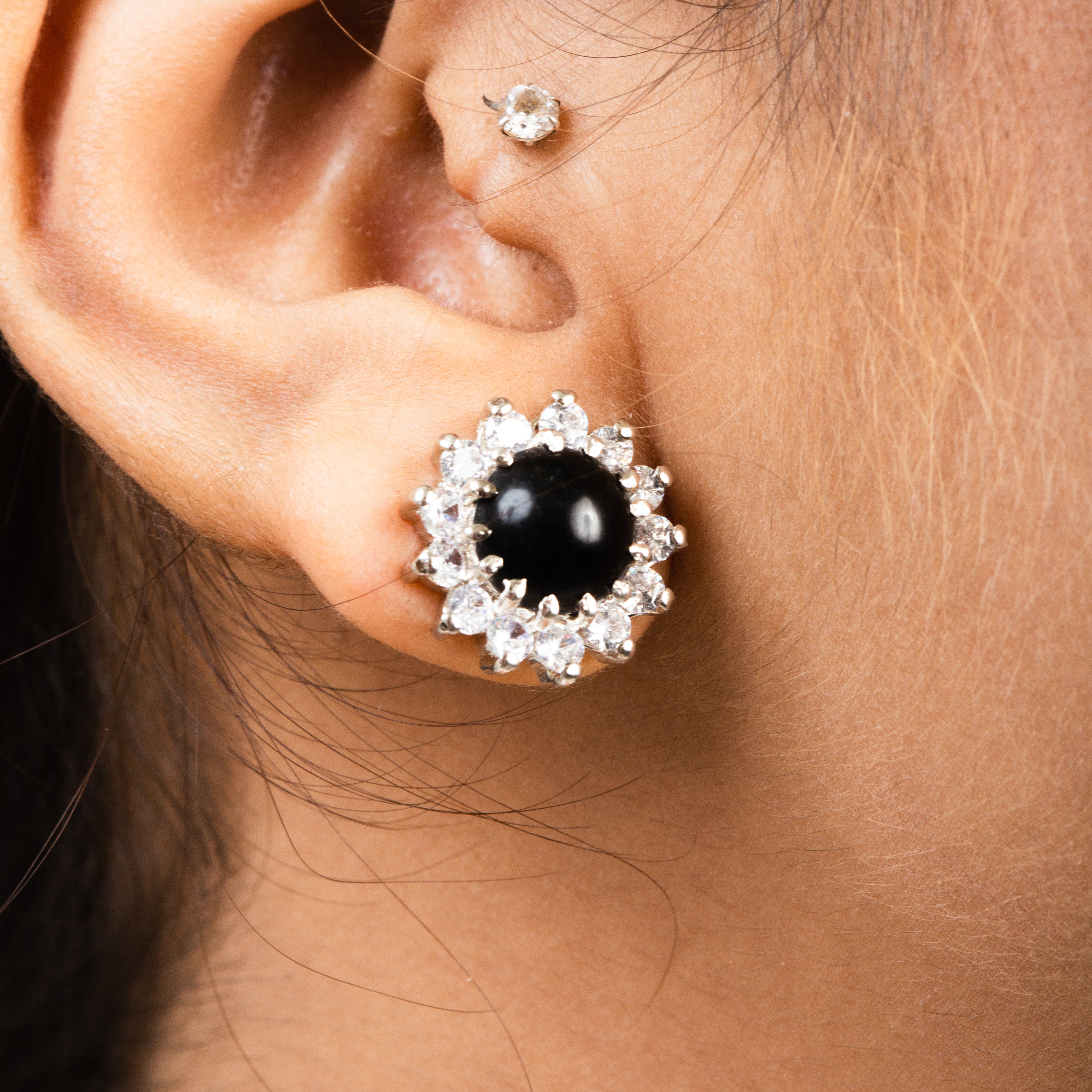 Royal Genuine Onyx Pendant Set with Cubic Zirconia (cabochon stone)