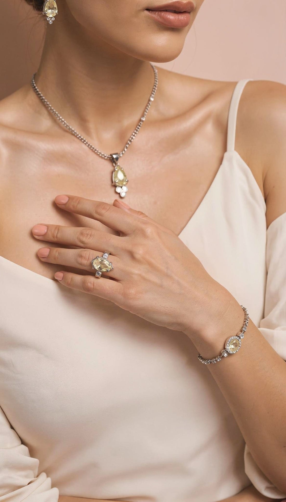elegant clear quartz jewelry gift set luxury design