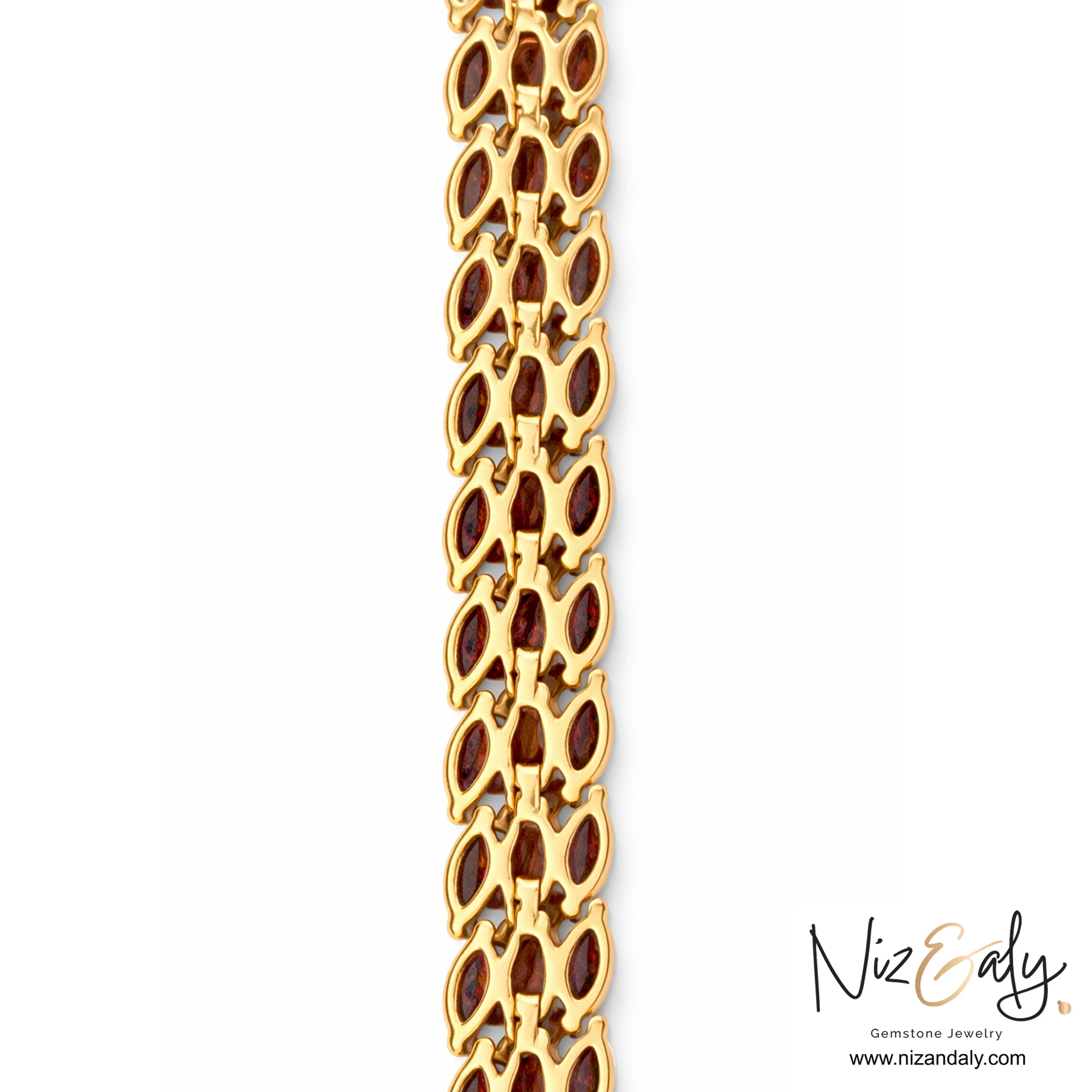 Marquise‑Cut Natural Rhodolite Garnet Bracelet