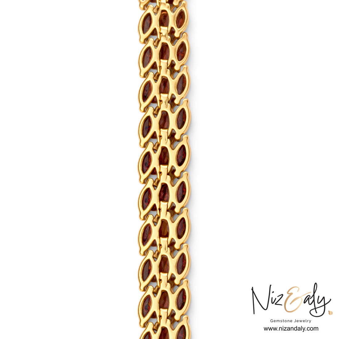 Marquise‑Cut Natural Rhodolite Garnet Bracelet