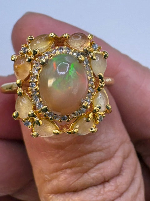 Center Opal and Yellow Citrine