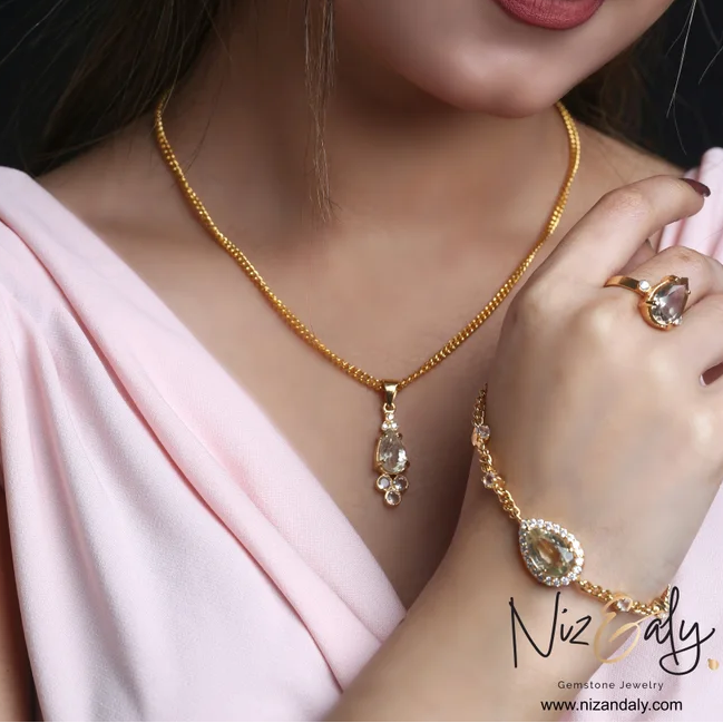 natural clear quartz crystal jewelry set for women