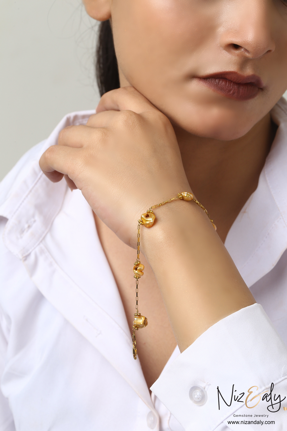 natural freshwater golden pearl bracelet