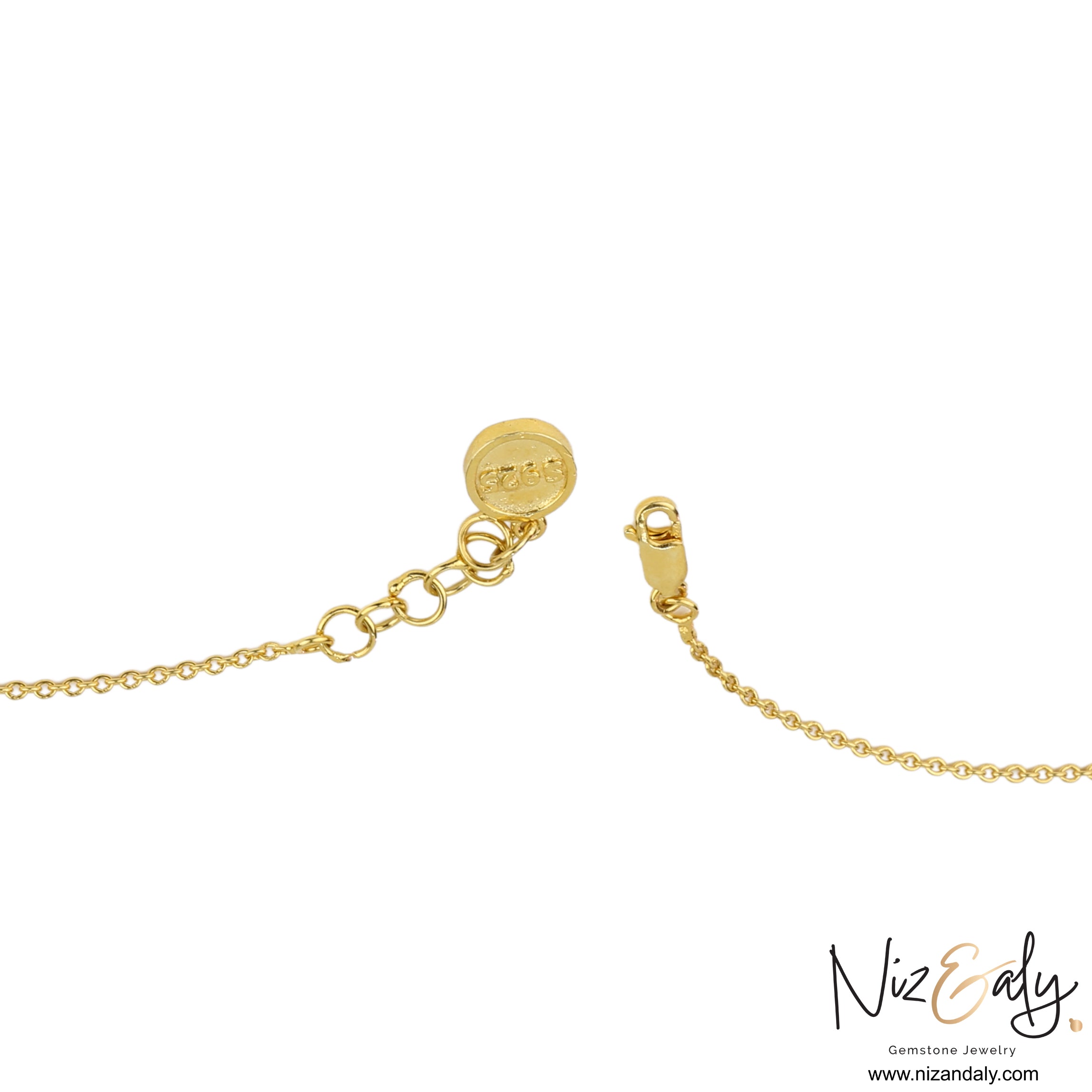Niz & Aly gold-plated sterling silver necklace chain with 925 hallmark clasp detail
