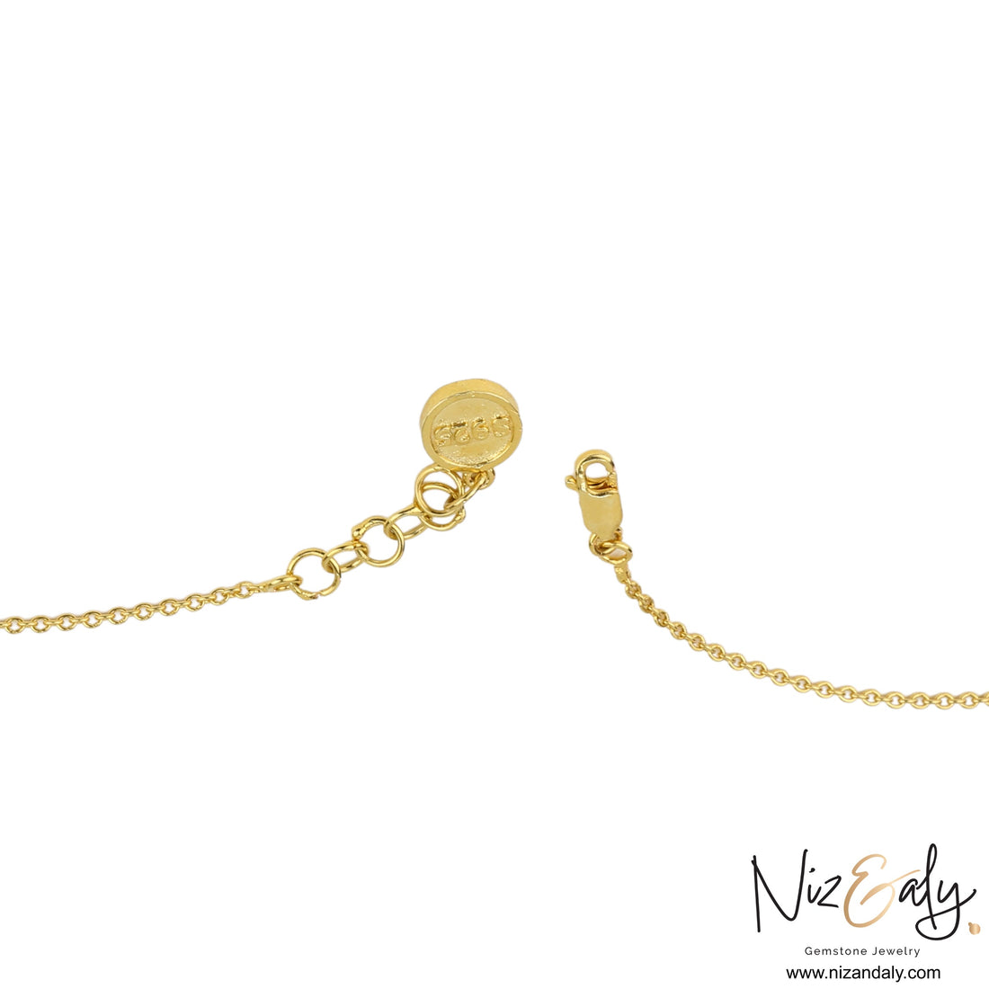 Niz & Aly gold-plated sterling silver necklace chain with 925 hallmark clasp detail