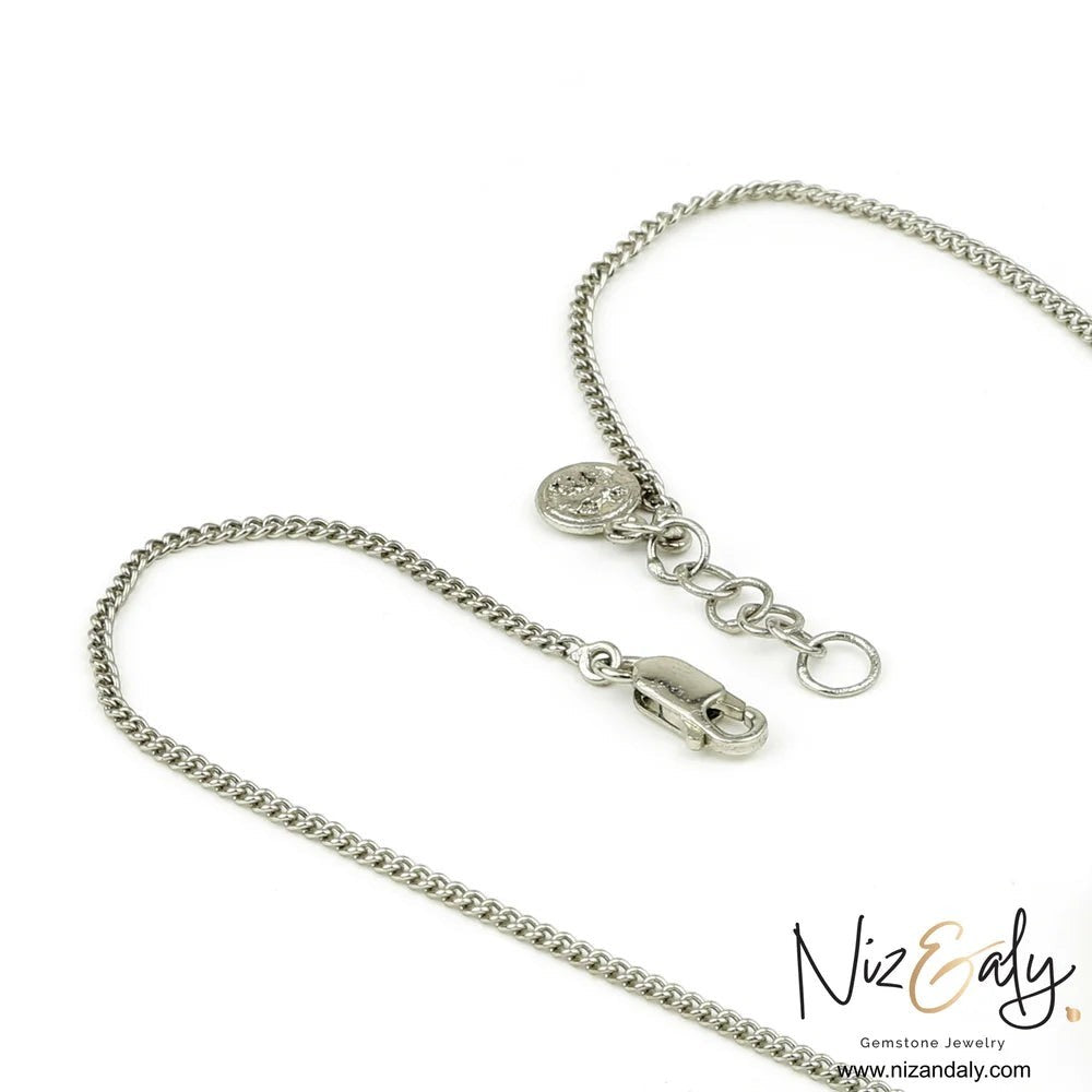 Niz & Aly sterling silver chain necklace with lobster clasp and branded charm detail