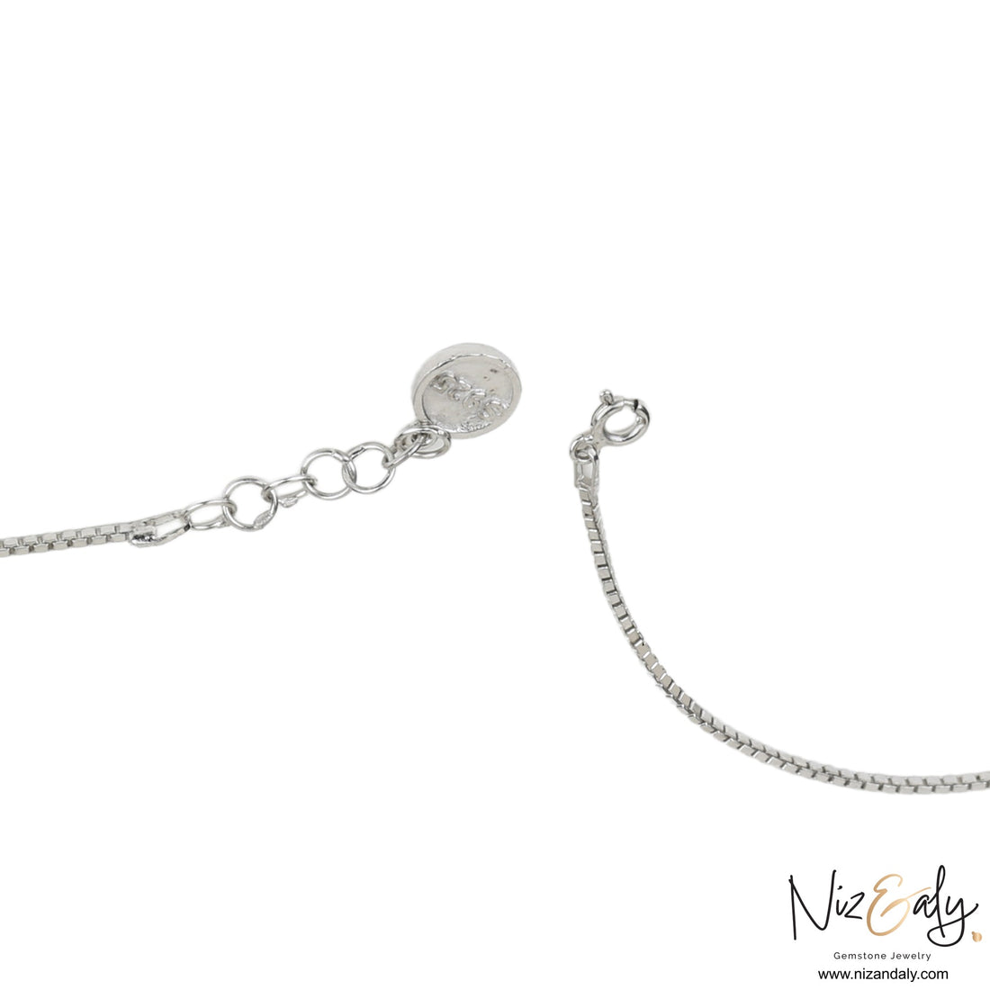 Niz & Aly sterling silver necklace chain with S925 hallmark tag and secure lobster clasp closure