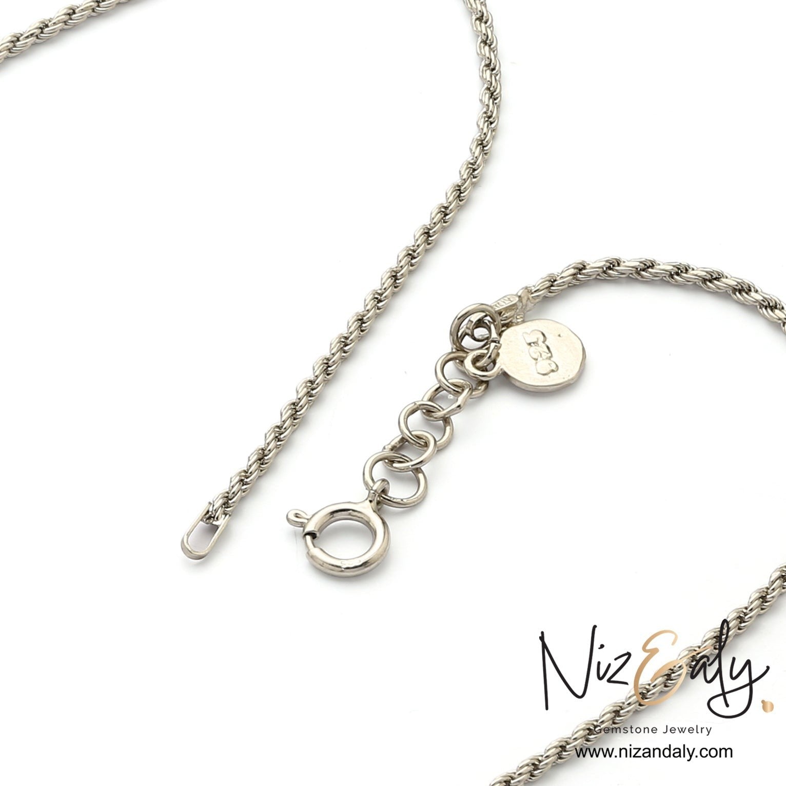 Niz & Aly sterling silver twisted rope chain with adjustable extender and 925 hallmark tag