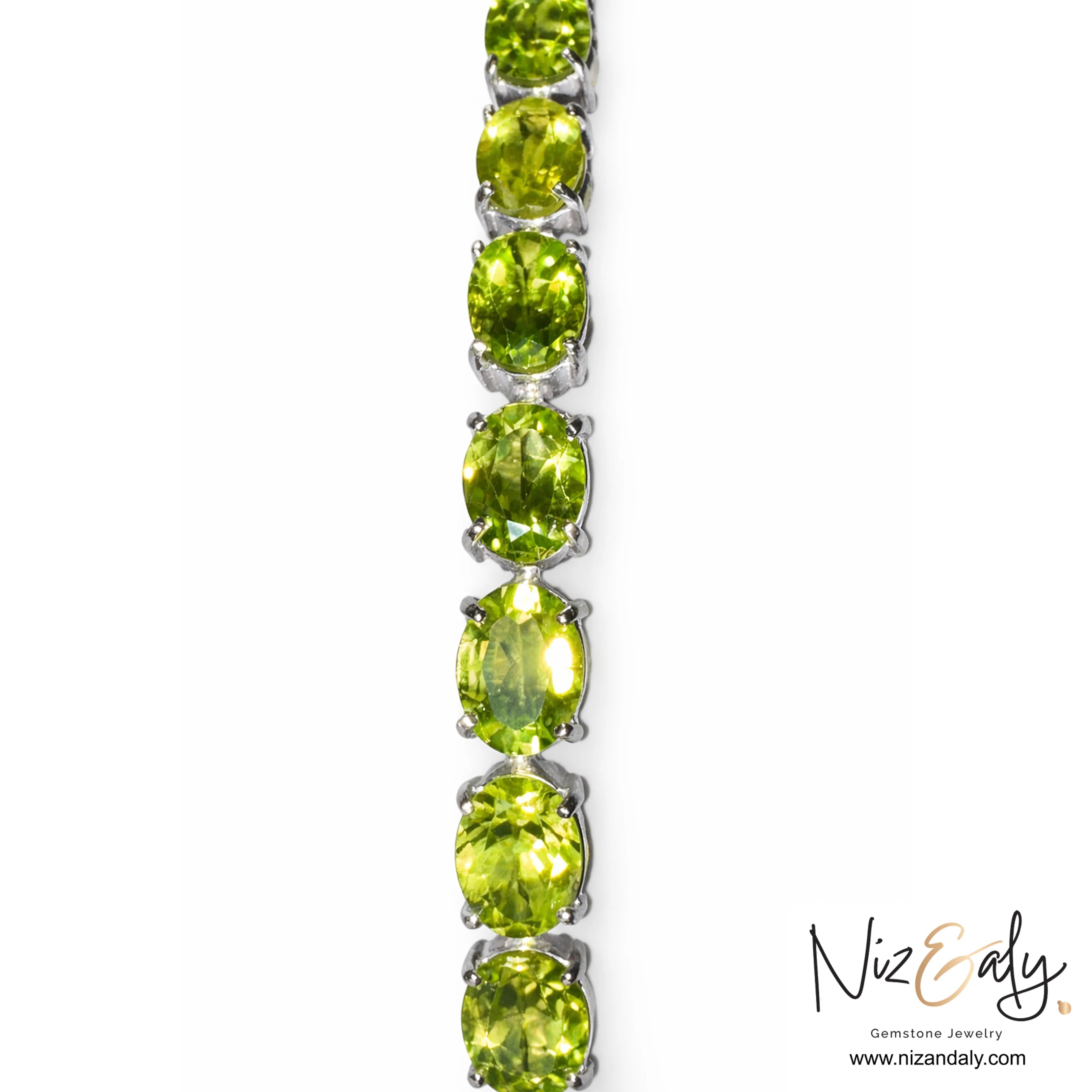 Natural Peridot Tennis Bracelet – Sterling Silver Green Gemstone Bracelet