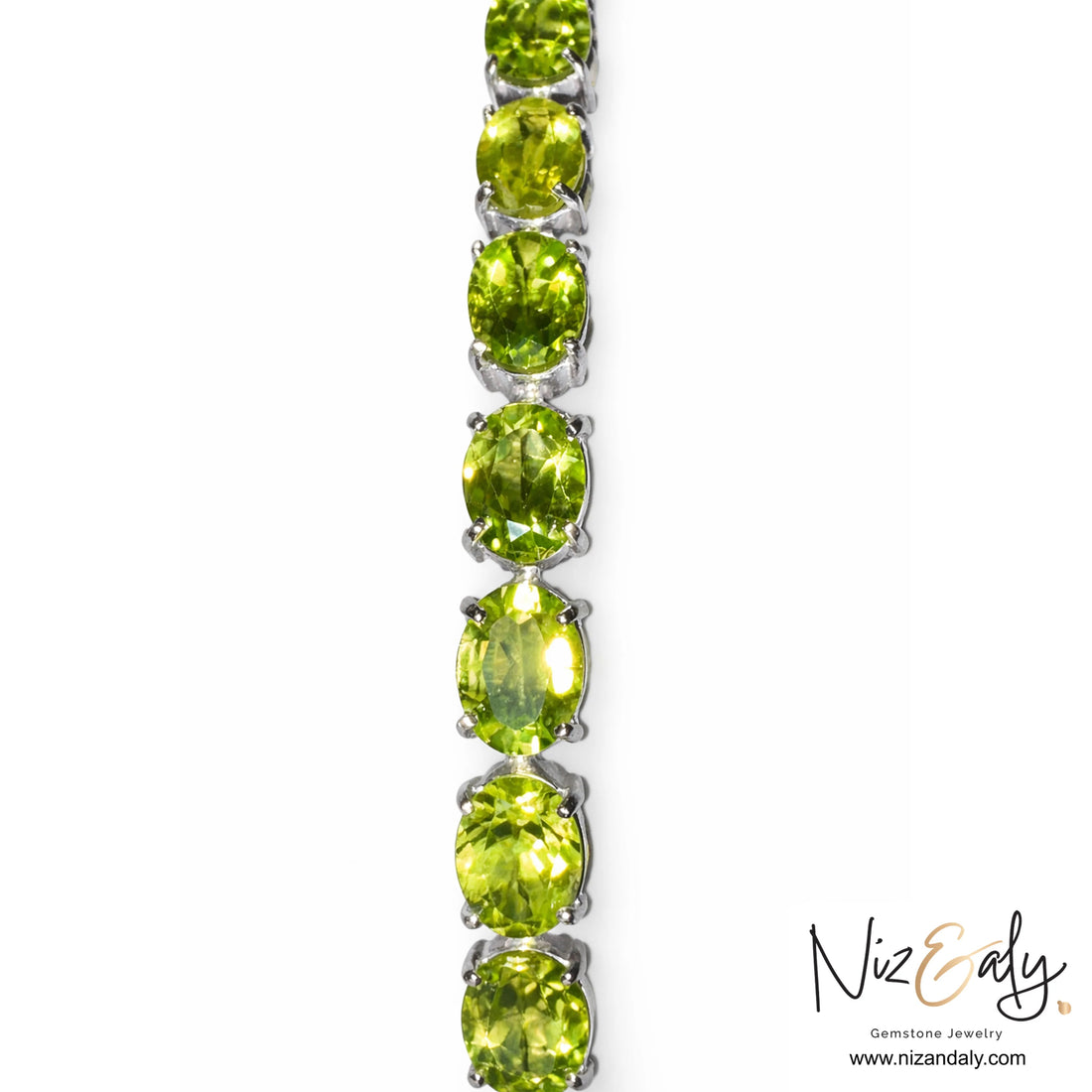 Natural Peridot Tennis Bracelet – Sterling Silver Green Gemstone Bracelet