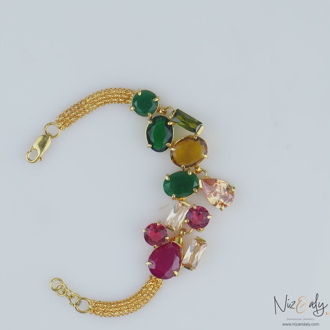 Multi Stone Gold Bracelet – Composite Ruby & Colored CZ Jewelry