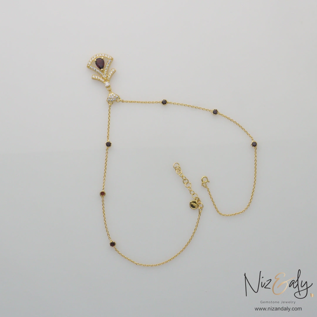 Midnight Grace - Natural Deep Red Almandine Garnet Pendant Necklace