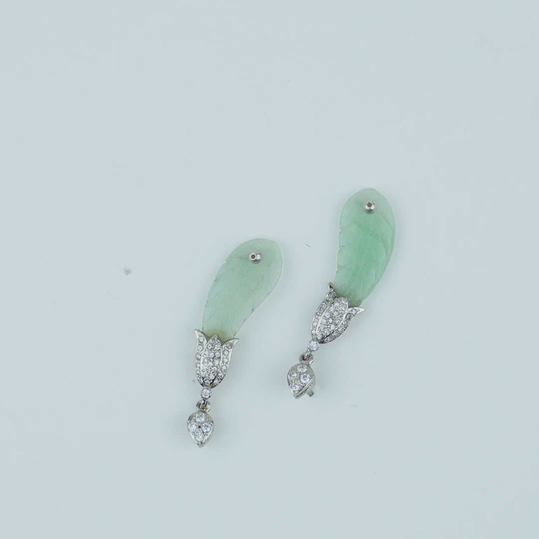Carved Prehnite Ear Drops